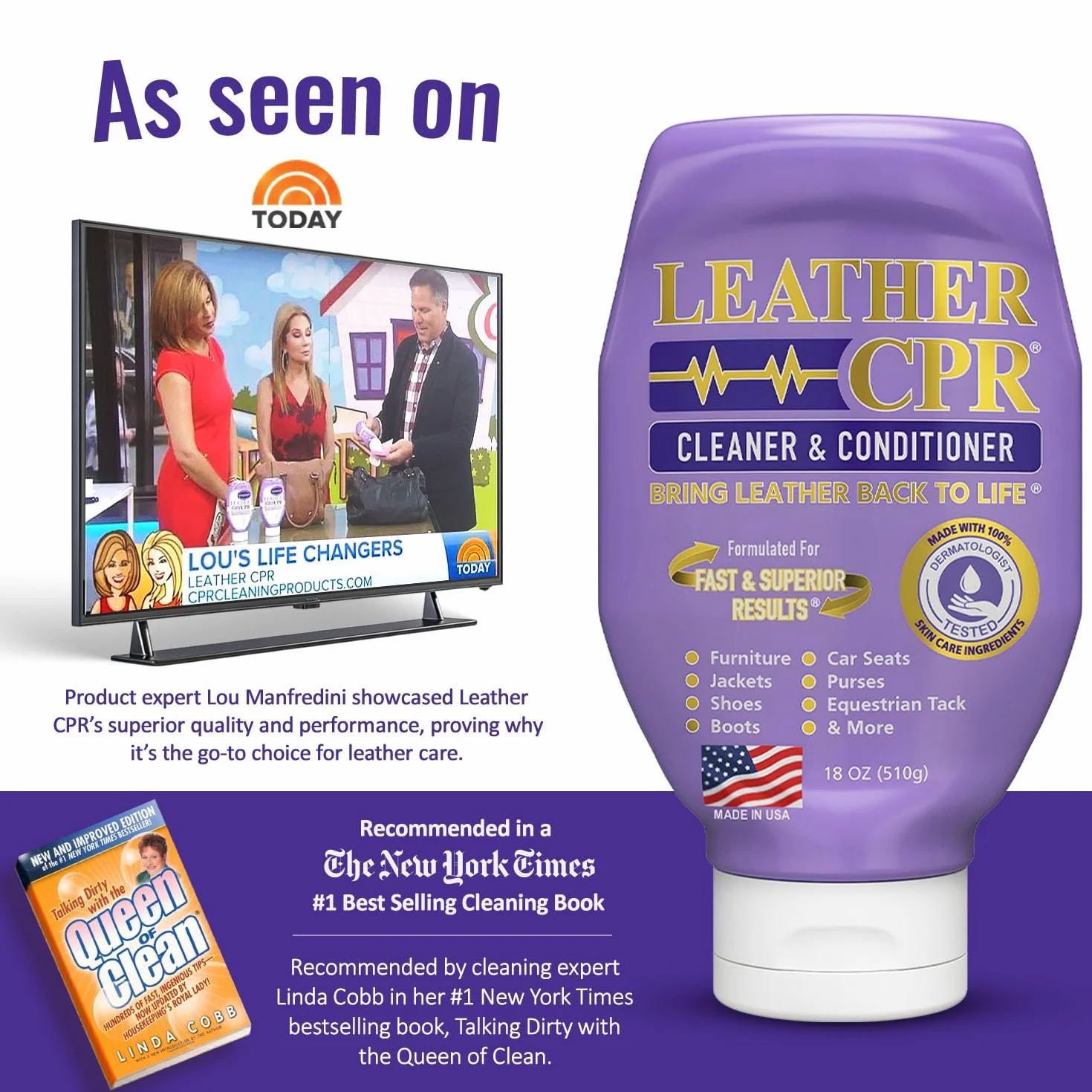 CPR Cleaning Products Leather 510.3 g Bottle – testowany dermatologicznie, w 100% wolny od podrażnień środek czyszczący i odżywka do skóry do domu,