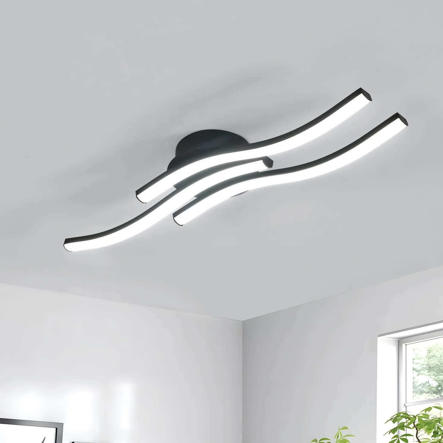 Comely Plafon LED 20W 2050LM 6500K Zimna Biel Czarny Nowoczesna Lampa Sufitowa