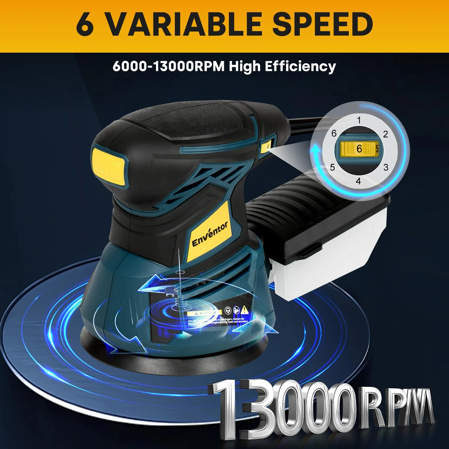 Enventor Szlifierka Oscylacyjna 350 W 125 mm 6000-13000 obr./min 6 Prędkości