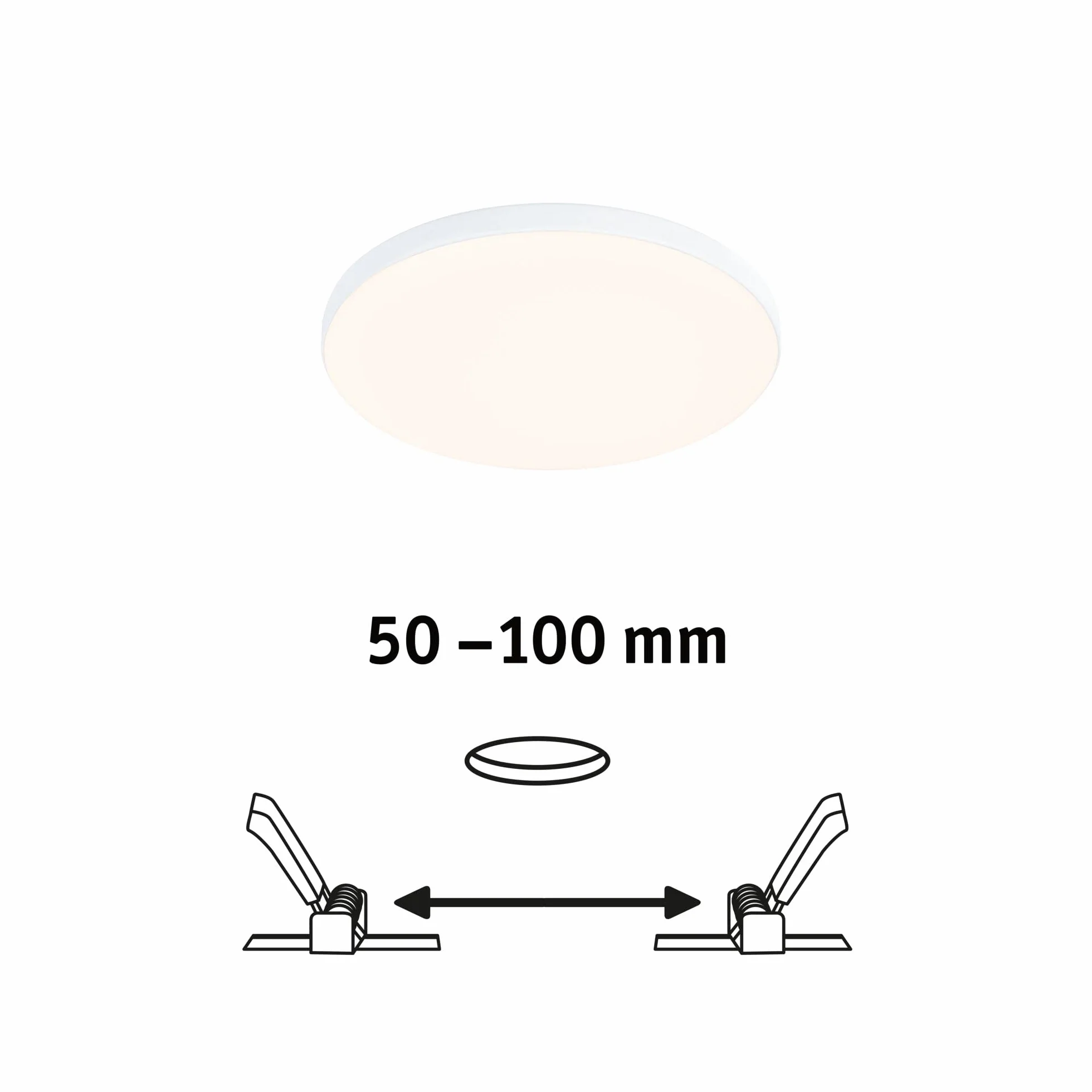 Paulmann 79939 LED panel wpuszczany Veluna VariFit Edge 120 mm okrągły, ciepłobiały, biały, tw. sztuczne, system oświetleniowy 3000 K