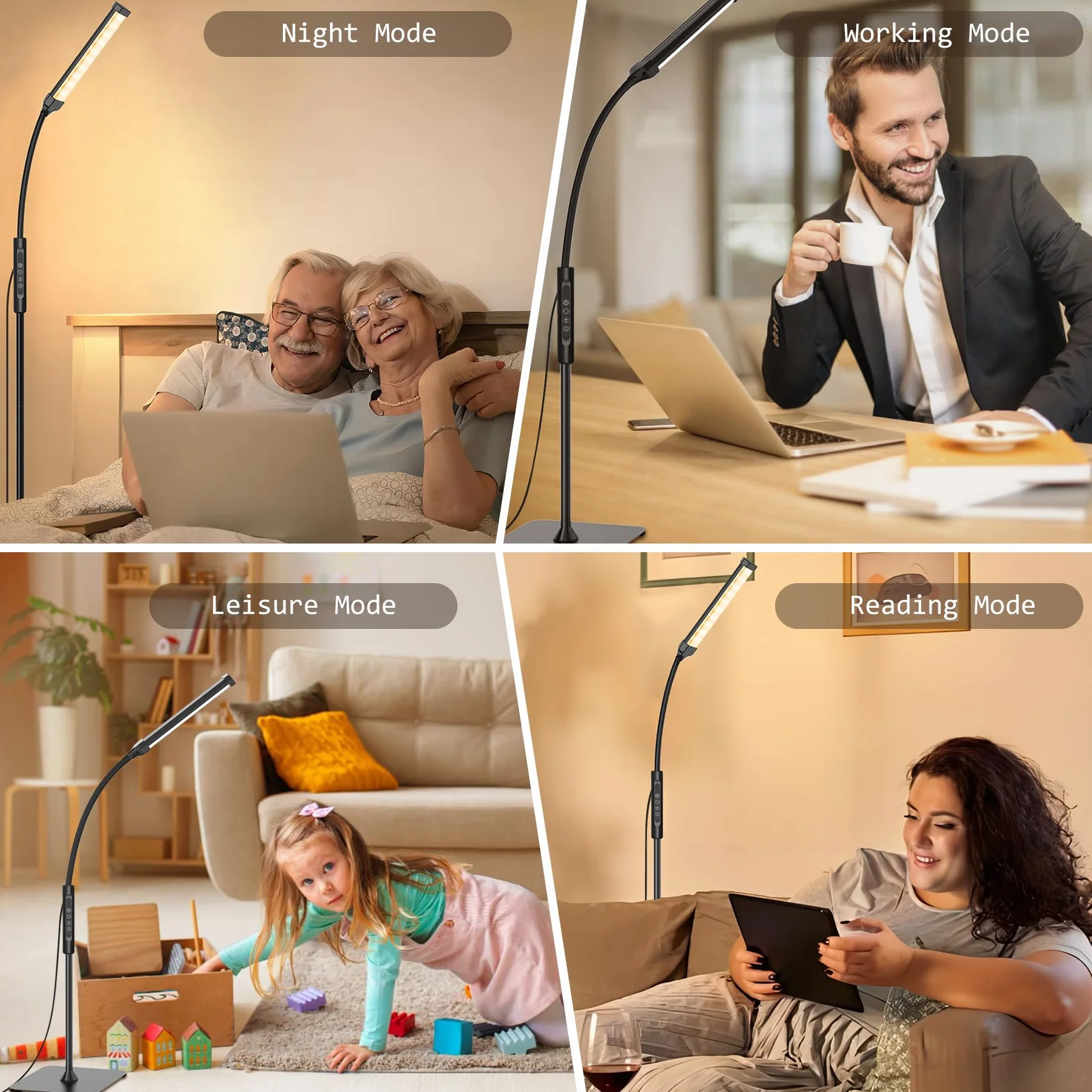 Mojimdo 120 LED lampa stojącaz pilotem, jasne lampy stojące do salonu, 3 tryby kolorów i 10 poziomów jasności, 3000 K - 6000 K, światło postojowe, lampa do czytania z funkcją dotykową do sypialni