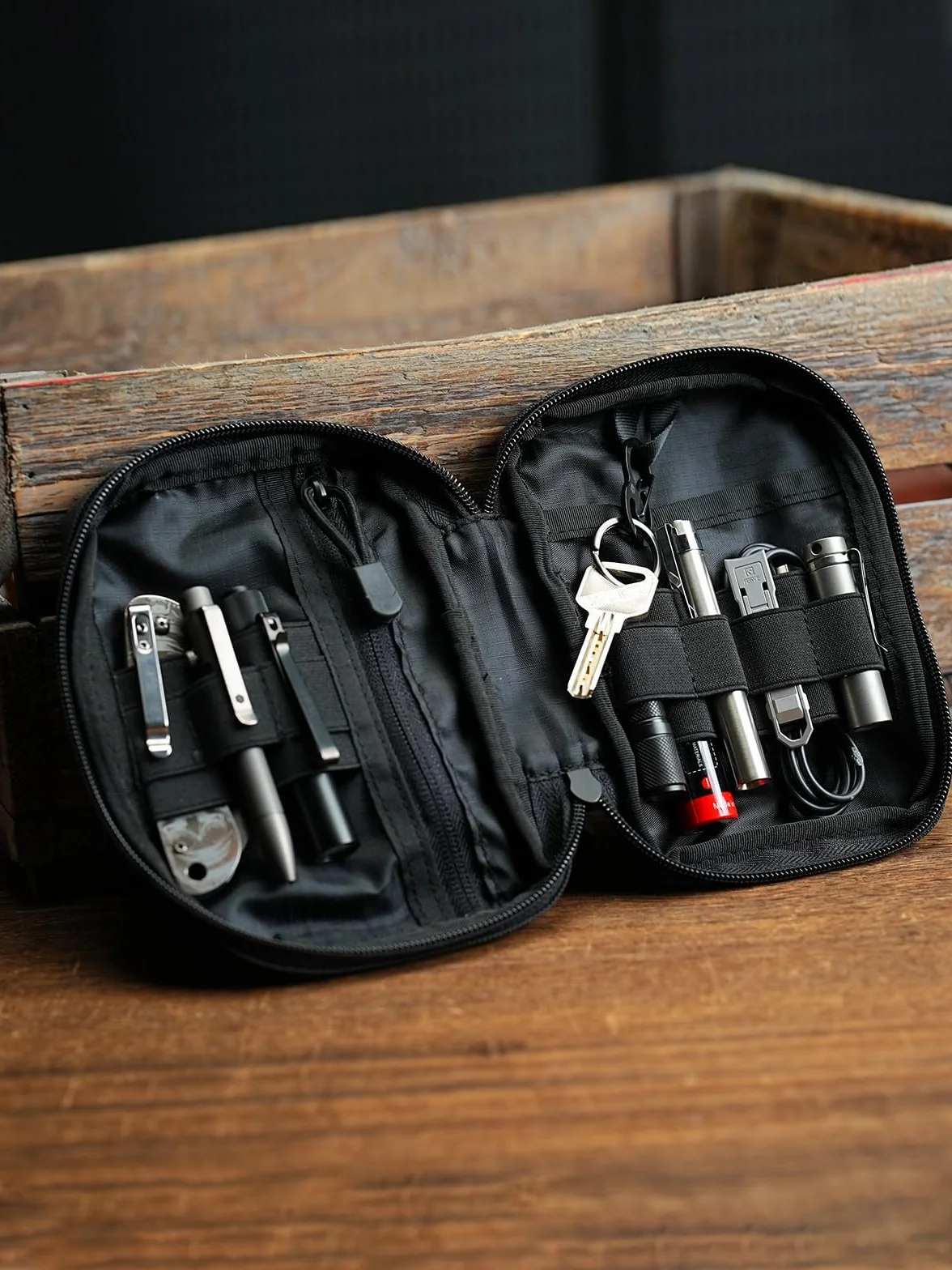 Sayram SP5 EDC Organizer Narzędzi, mała torba taktyczna z 6 kieszeniami, czarny