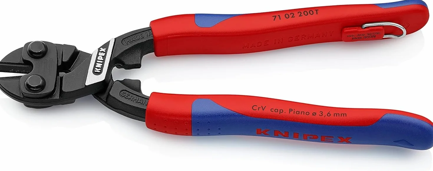 KNIPEX CoBolt Kompaktowe szczypce tnące przegubowe z wąskimi, wielokomponentowymi nasadkami, zintegrowany zaczep, 71 02 200 T