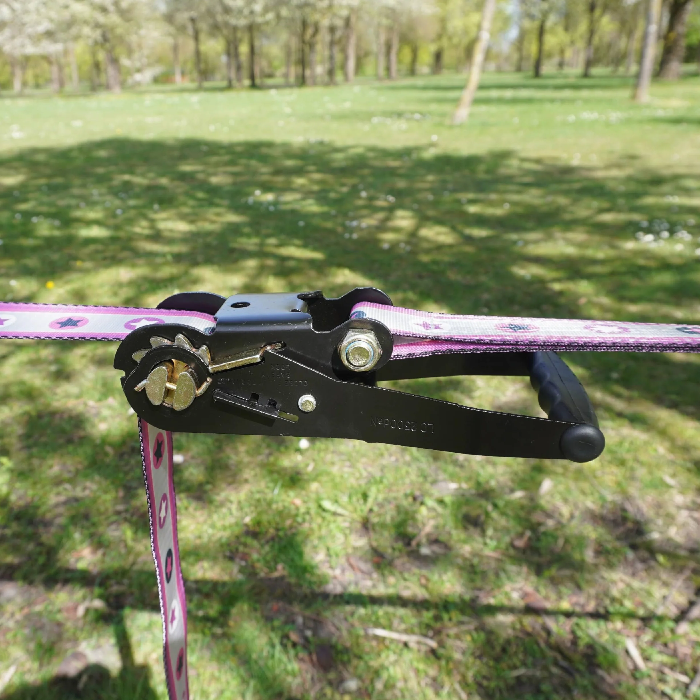 Zestaw Slackline Pink Stars, długość 25 m, kompletny zestaw dla dzieci, początkujących i rodzin, łącznie z linką mocującą i torbą do noszenia (25)