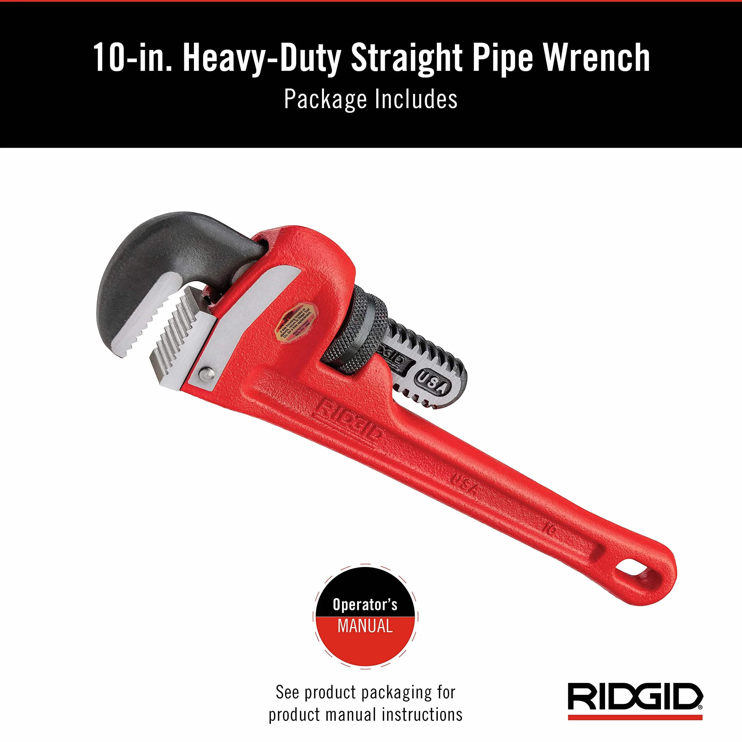 RIDGID 31010 model 10" prosty klucz do rur do dużych obciążeń, klucz sanitarny 10"