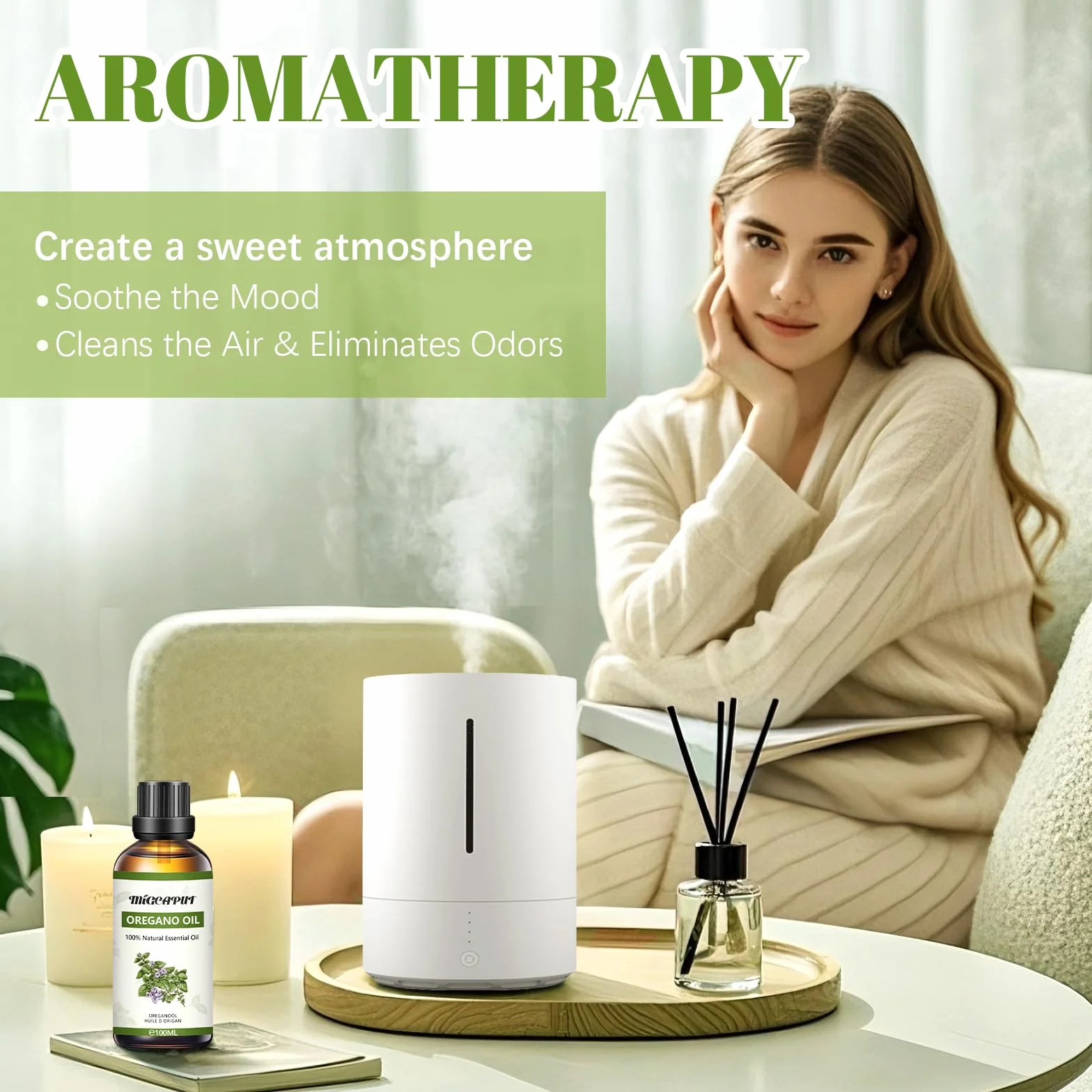 MIGCAPUT Olejek Eteryczny z Oregano 100ML Naturalny Aromaterapeutyczny do Dyfuzora SPA Masażu