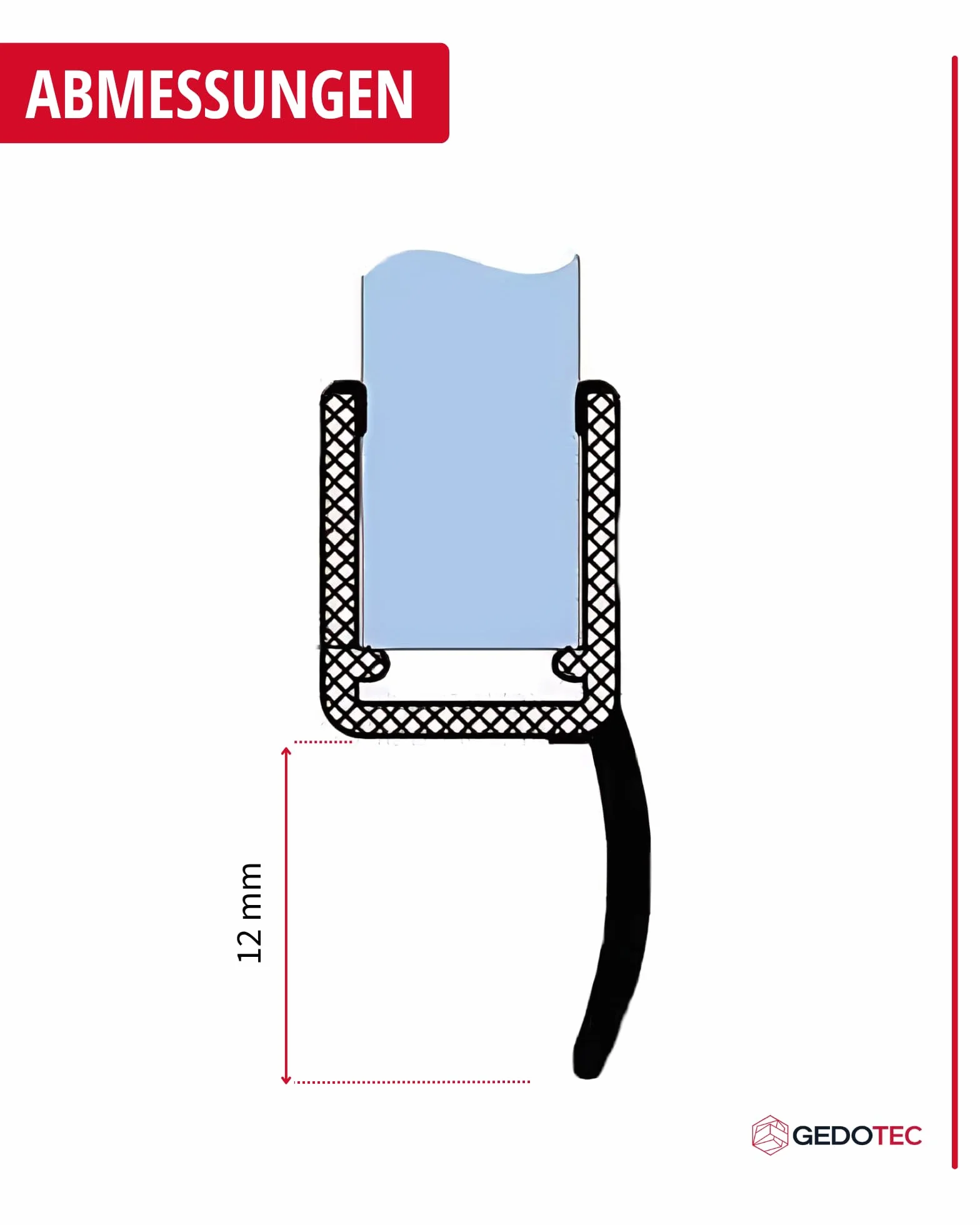 Gedotec Uszczelka do drzwi prysznicowych 180°, 2000 mm x 8 mm, przezroczysty PCW, do kabiny prysznicowej, grubość szkła 6-8 mm