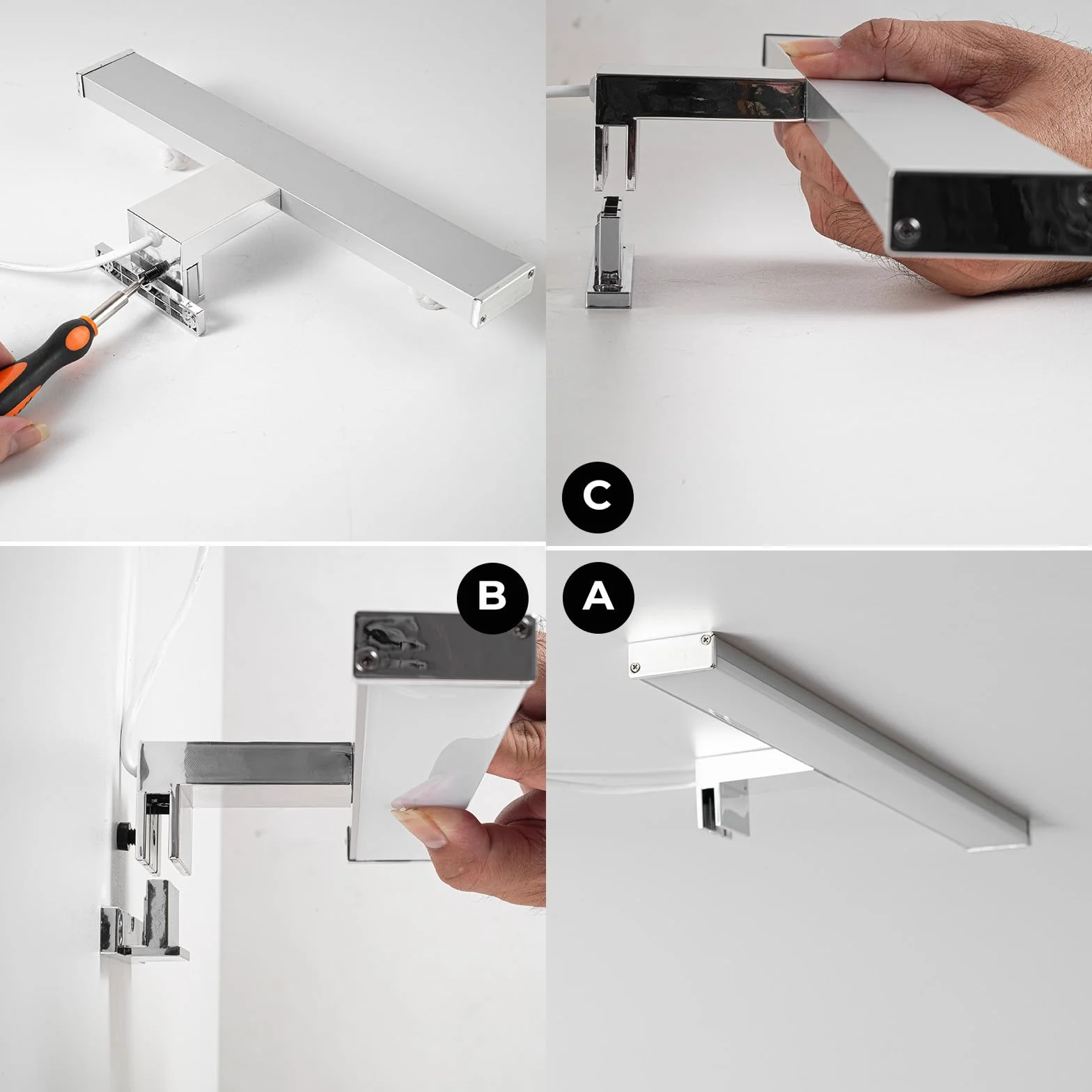 Alpinaluz Kinkiet LED do lustra łazienkowego 30 cm - 8 W 810lm - neutralne białe światło 4000K - IP44 - chromowane aluminium - do montażu na lustrze, szafie lub ścianie - nowoczesne światło przednie i
