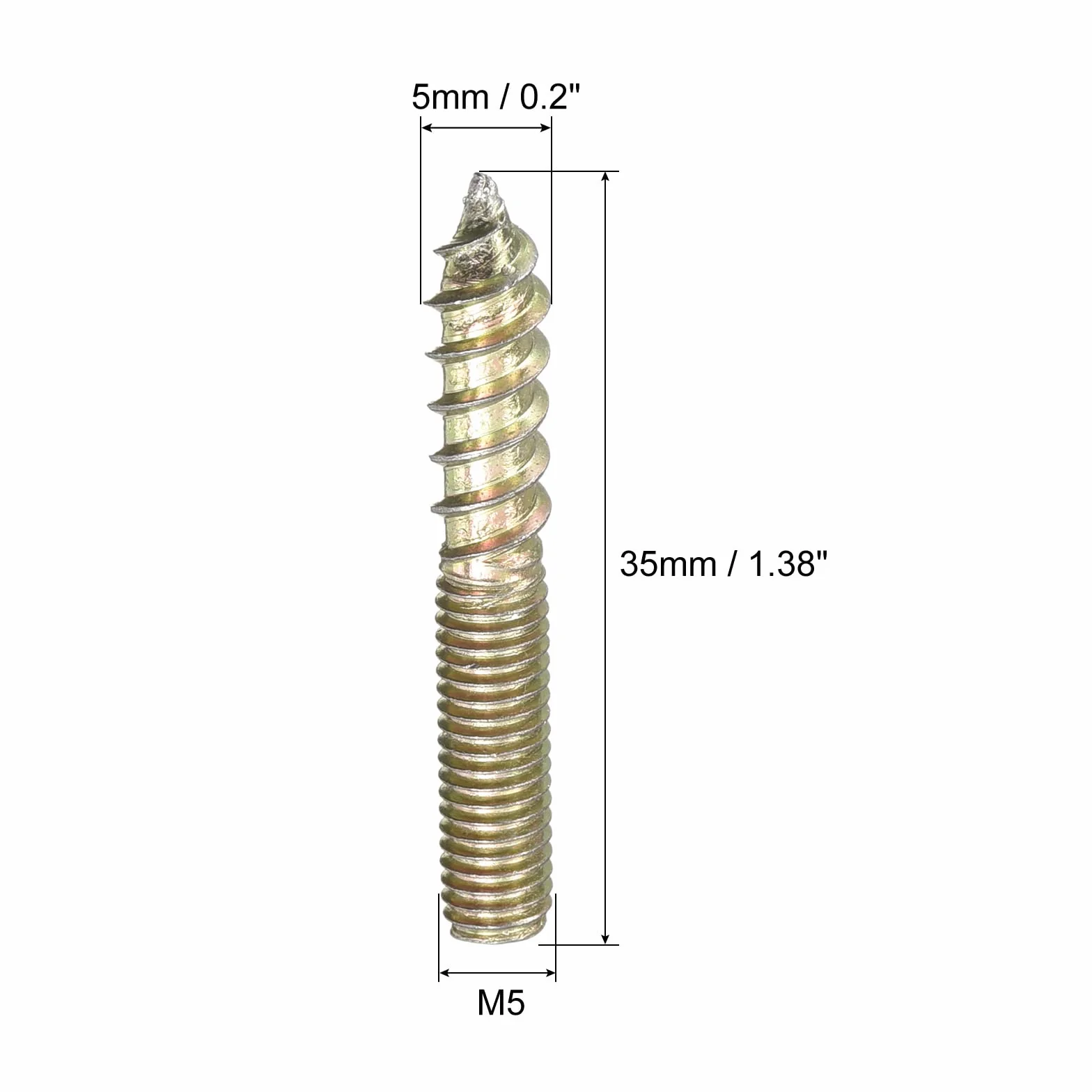 sourcing map 12 szt. śrub trzpieniowych M5 x 35 mm dwustronnych śrub kołkowych do montażu na drewnie
