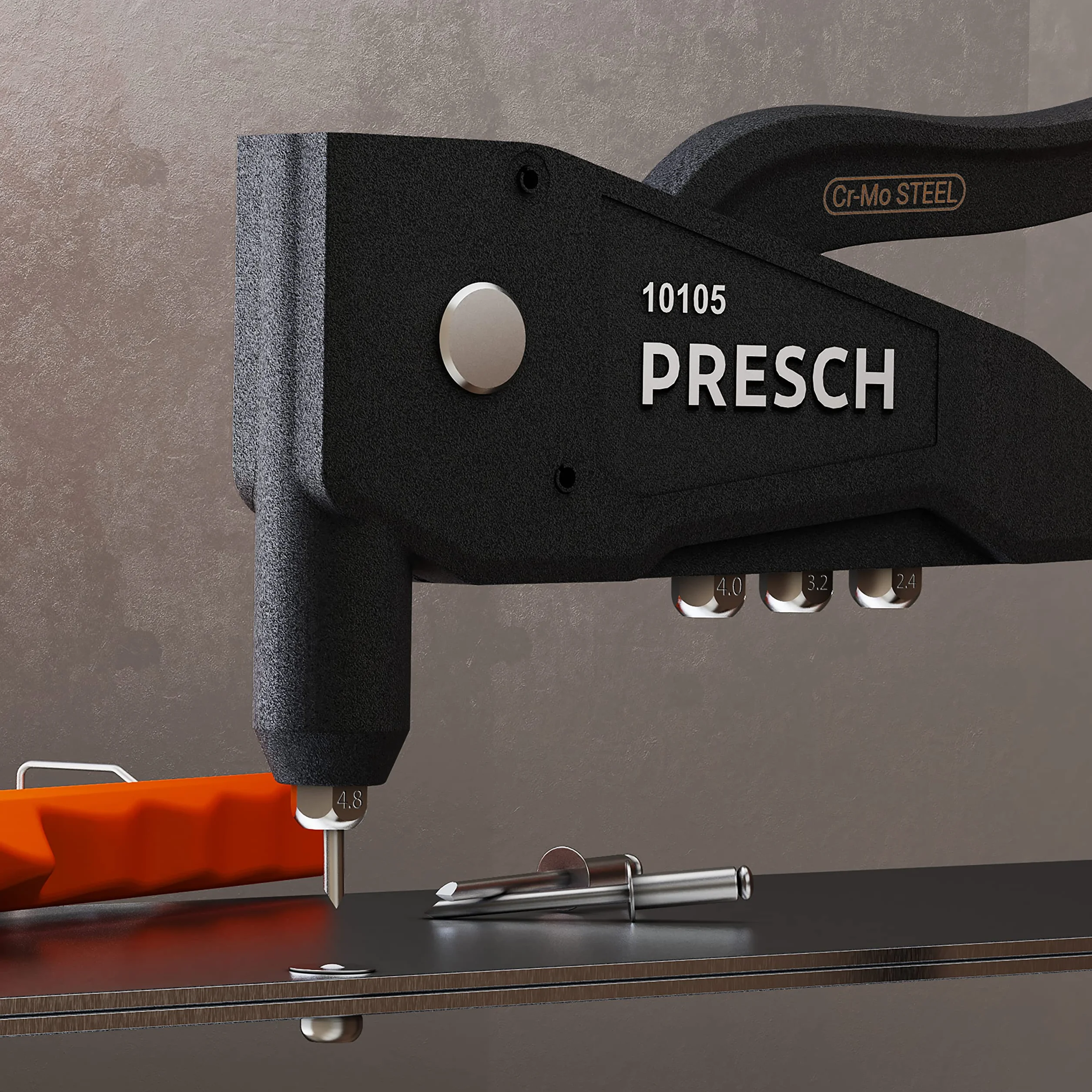 Presch Nity zrywalne w asortymencie 408 szt. z 8 wiertłami HSS - 400 nitów aluminiowych/stalowych 2,4, 3,2, 4,0 i 4,8 mm oraz 8 pasujących wierteł HSS 2,5, 3,3, 4,2 i 4,9 mm