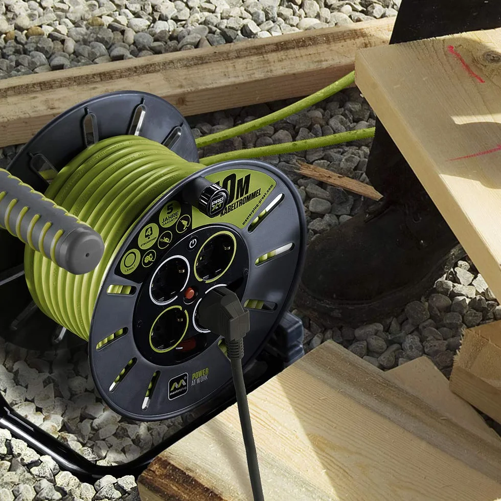 Masterplug OME25164SL-PX Rewind Cord 3000 W 250 V szary zielony pistacjowy