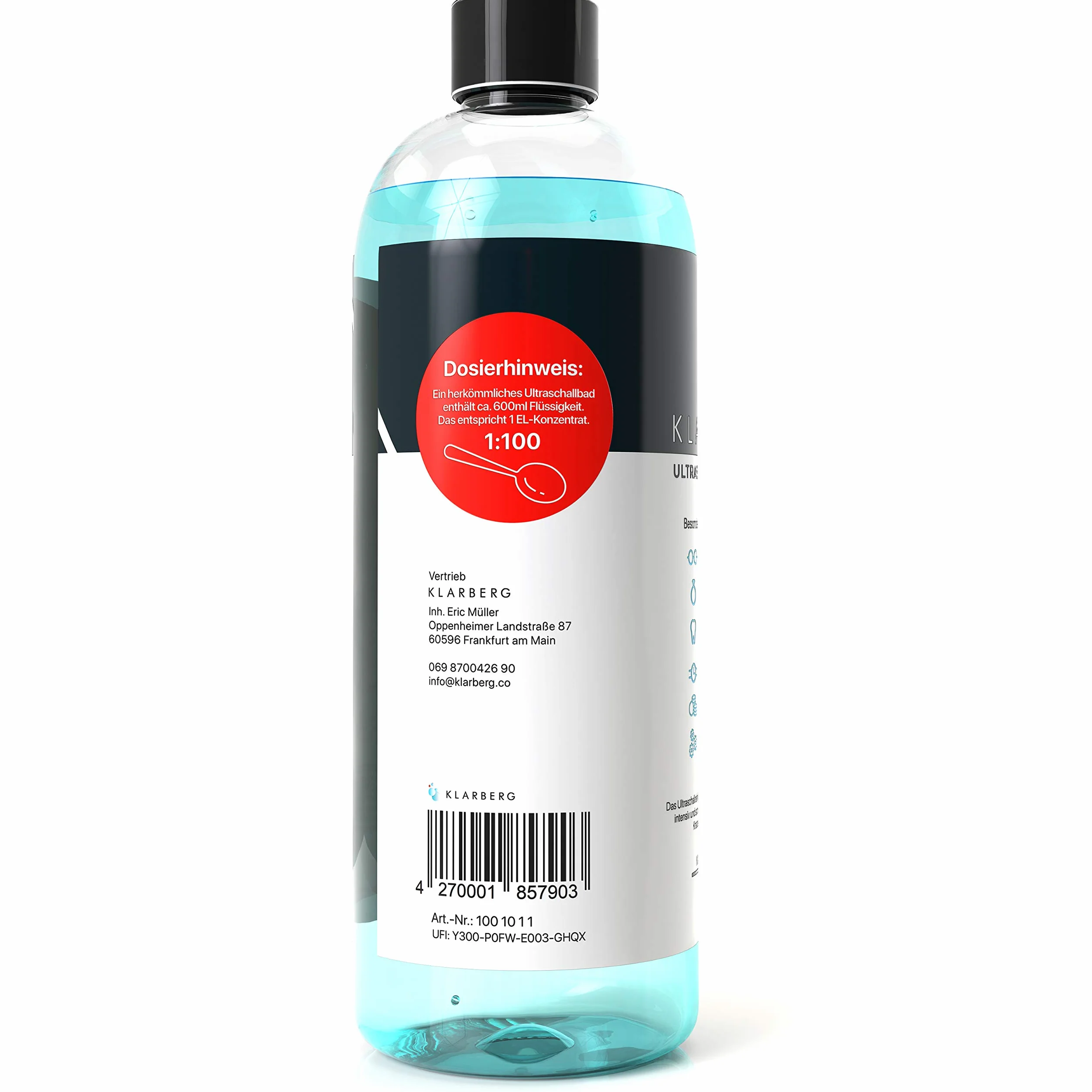 KLARBERG® 2x1L Koncentrat do myjki ultradźwiękowej I Czyszczenie okularów, biżuterii, protez zębowych, zegarków w wannie ultradźwiękowej I Można stosować z każdą myjką ultradźwiękową