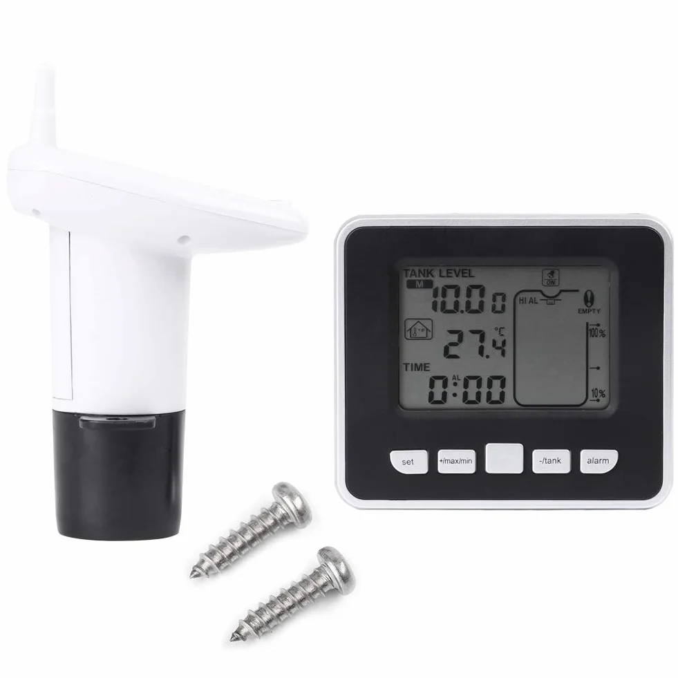 Yosoo Health Gear Czujnik poziomu wody ultradźwiękowy miernik poziomu płynu, miernik poziomu cieczy z wyświetlaczem LCD