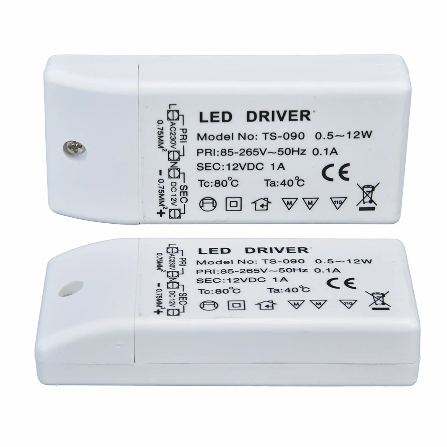 Sterownik LED 12V 12W, Transformator Zasilania ABS, Ochrona Przed Przegrzaniem, 1A DC, 85-265V AC, 90x40x20mm