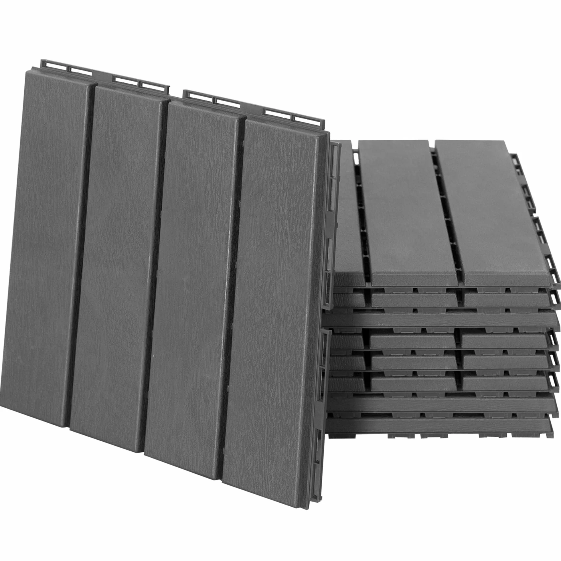 Outsunny set van 9 terrastegels balkon terras 30 x 30 cm tuin kliktegel vloertegel binnen buiten kunststof zwart