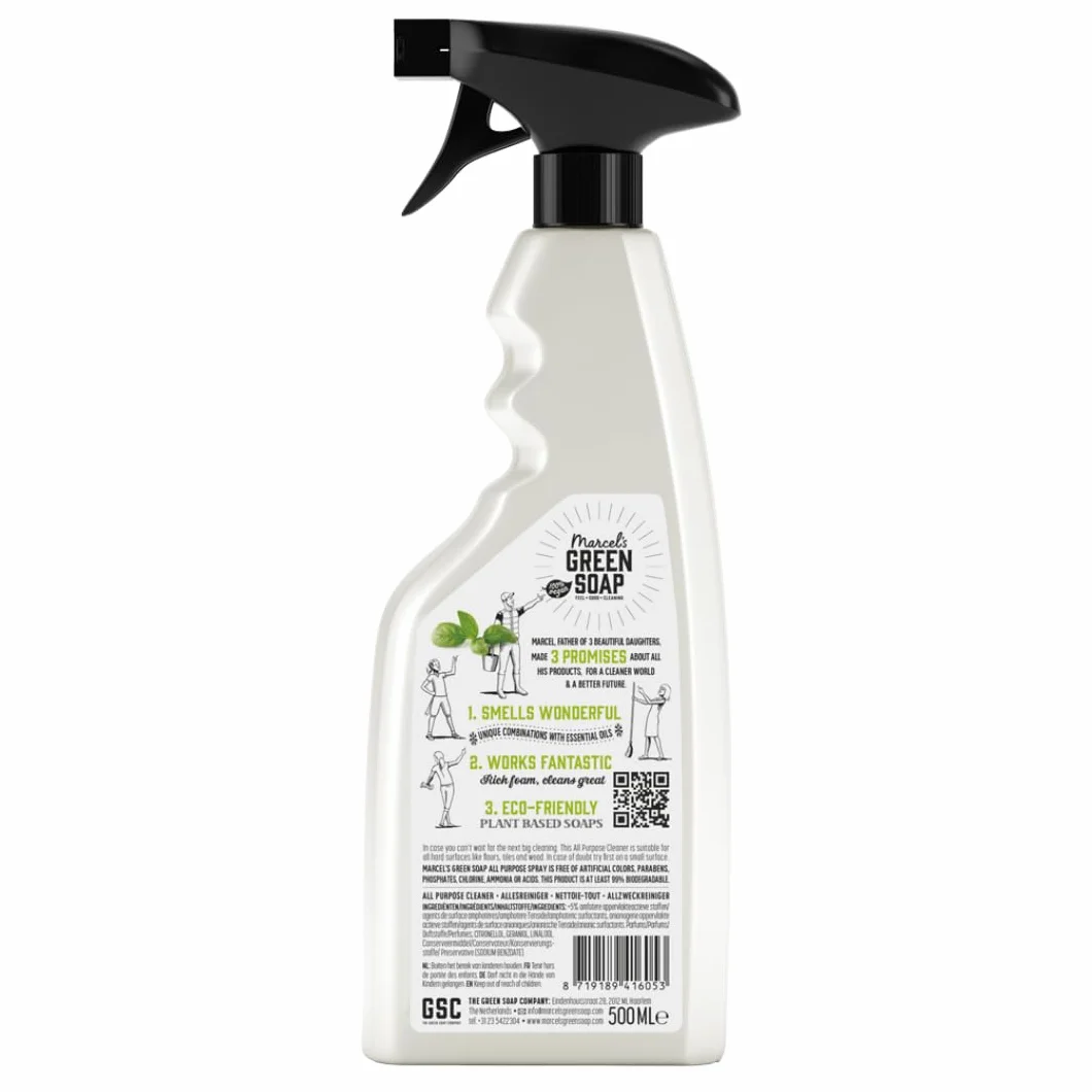 Marcel's Green Soap - Uniwersalny spray bazylia i wetiweria - spray czyszczący - przyjazny dla środowiska - wegański - 99% biodegradowalny - 500 ml