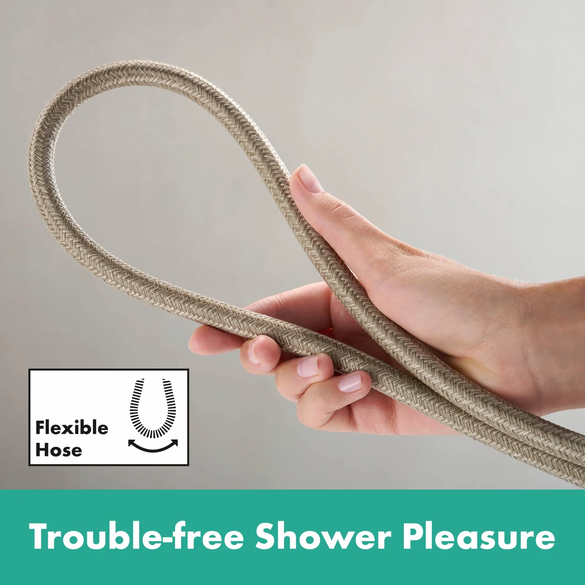 hansgrohe Designflex - tekstylny wąż prysznicowy 1,60 m, nie plącze się, elastyczny wąż prysznicowej z zabezpieczeniem przed załamaniem, z uszczelkami, brąz szczotkowany