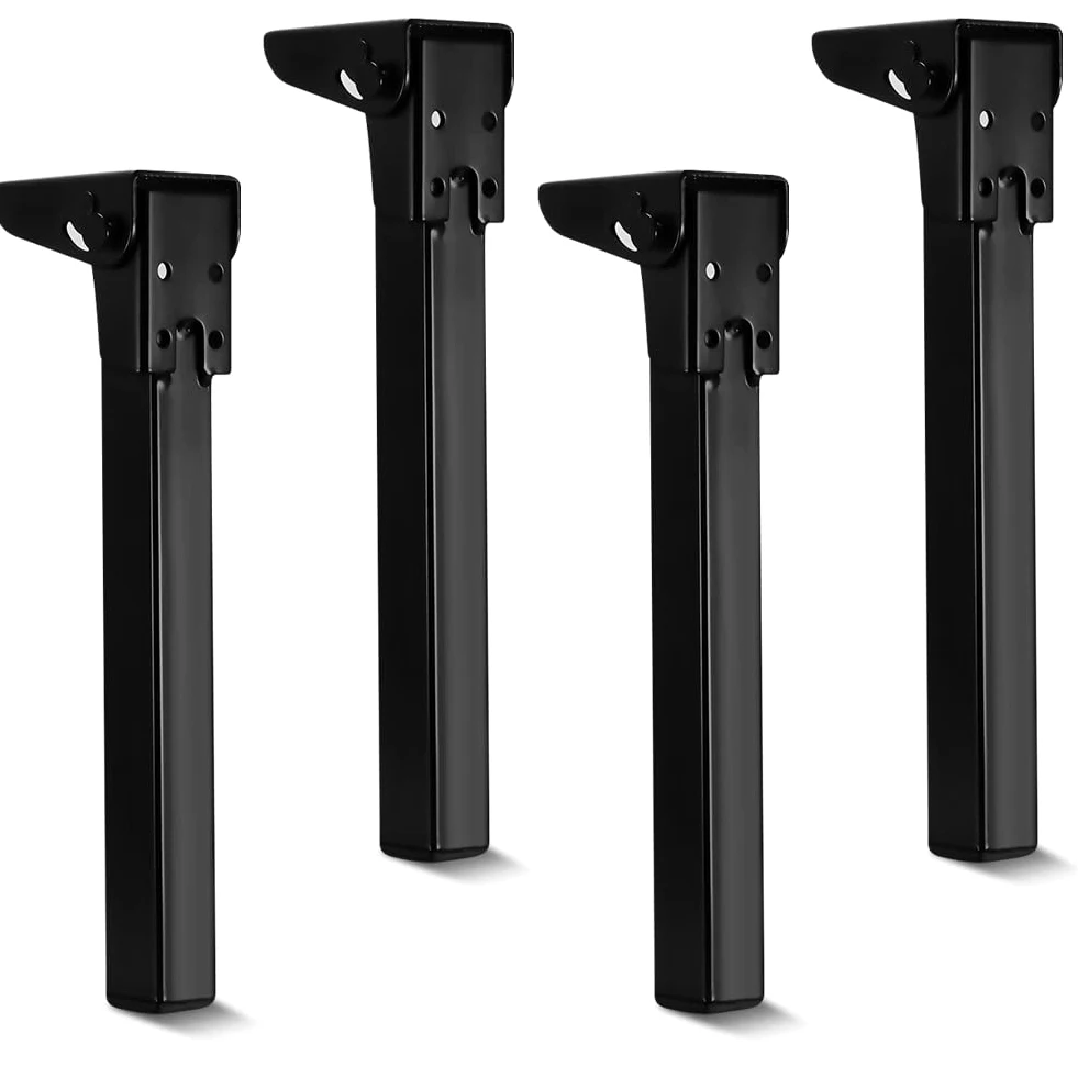 4 metalowe nogi do biurka, 60 cm, składane nogi do mebli, składane czarne nogi stołowe, nogi meblowe z ochronnikami podłogowymi, nogi szafki do łóżka, nogi