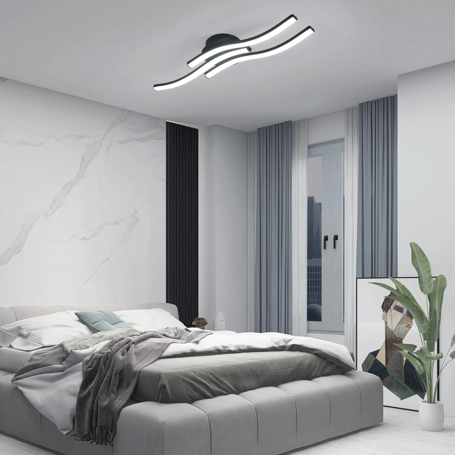 Comely Plafon LED 20W 2050LM 6500K Zimna Biel Czarny Nowoczesna Lampa Sufitowa