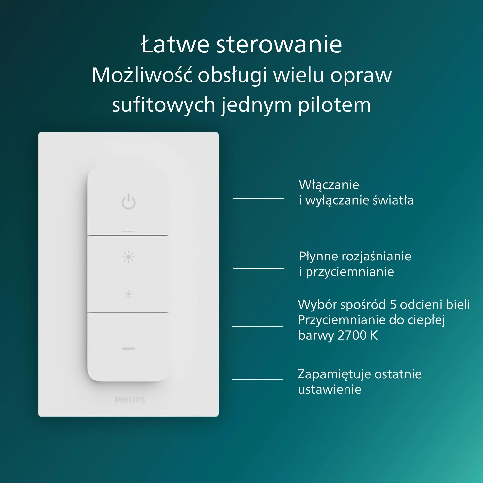 Philips Superslim oprawa sufitowa z pilotem 5 scen świetlnych przyciemnianie 1% 22 W okrągła biała