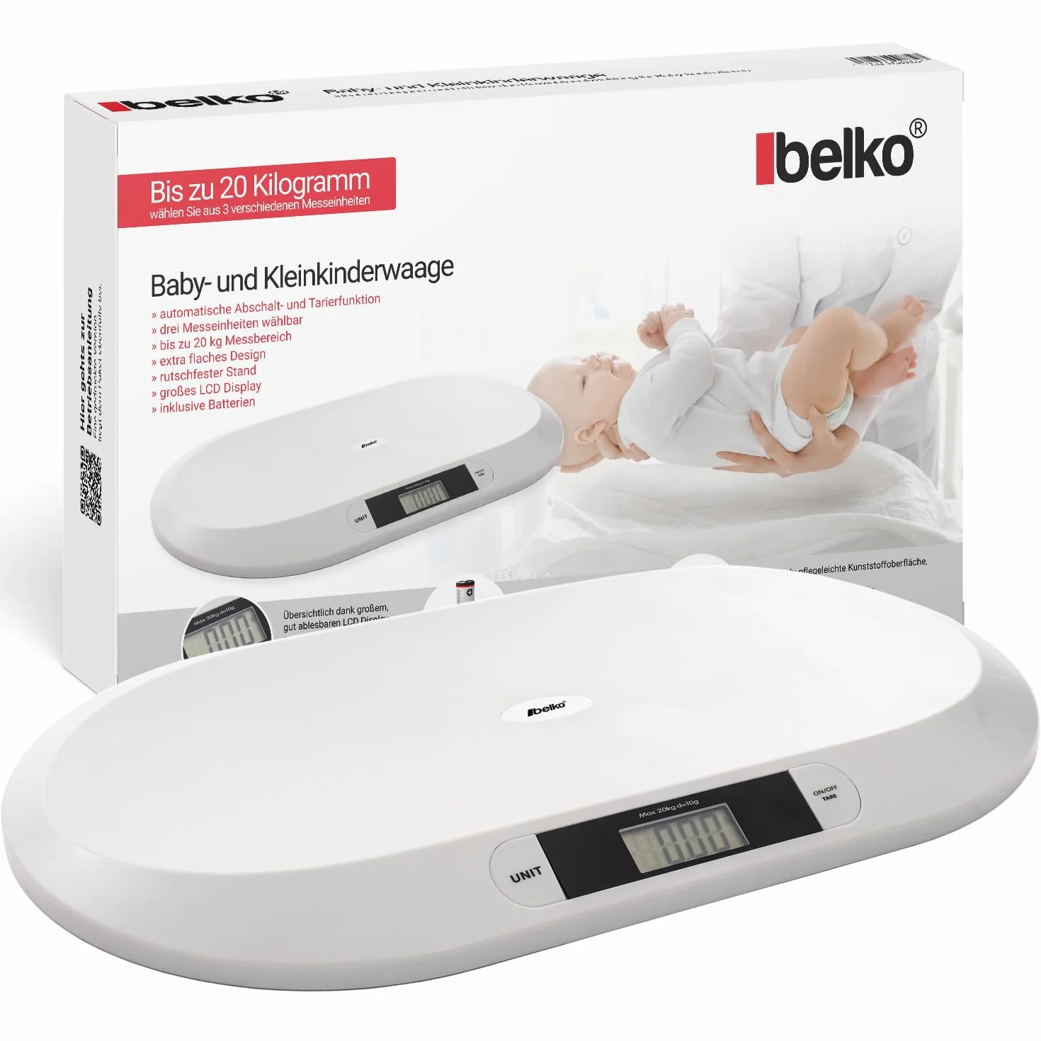 Belko® Waga dla Niemowląt i Zwierząt - Płaska, do 20 kg, do Karmienia