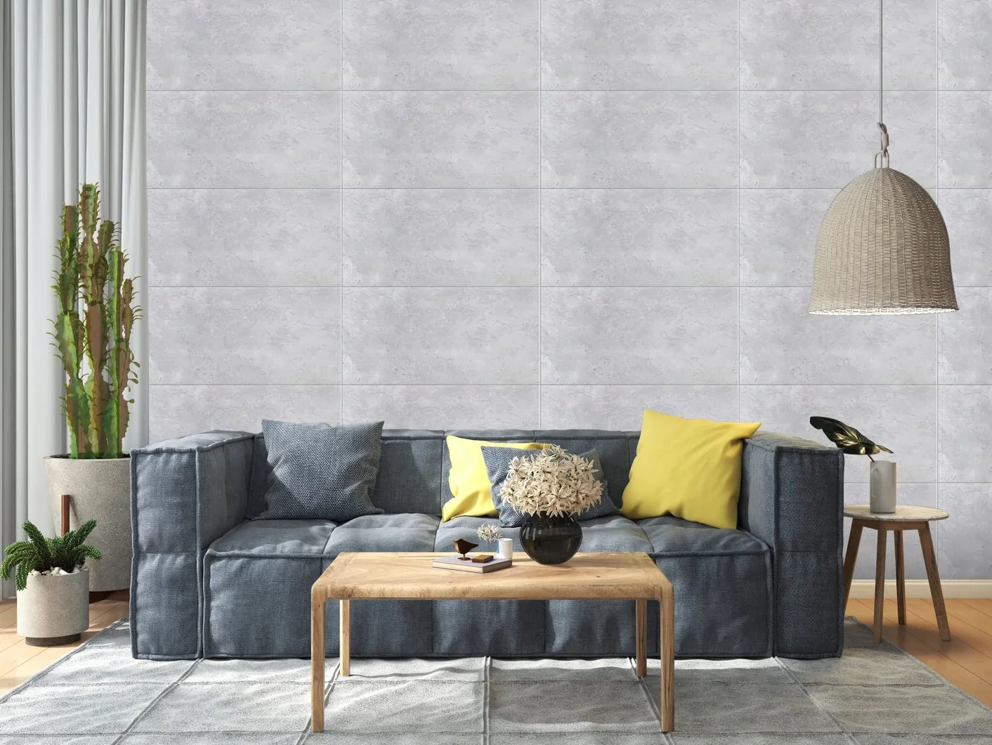 Panele ścienne DECCART o wyglądzie betonu - panele sufitowe - okładzina ścienna okładzina sufitowa z imitacją betonu - 100x50 cm - Szary - 6914 XL - 8 sztuk (4 m²)