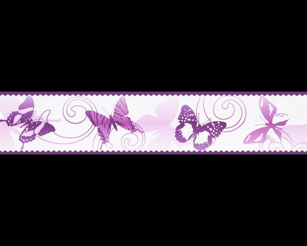 A.S. Création samoprzylepny pasek z motylami, 5 m x 10 cm, fioletowy Made in Germany 901224 9012-24