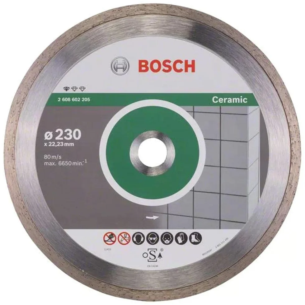 Bosch Professional 1x Diamentowa tarcza tnąca Standard for Ceramic (do Płytki, Ceramika, 230x22.23x1.9x7 mm, Osprzęt Szlifierka kątowa)