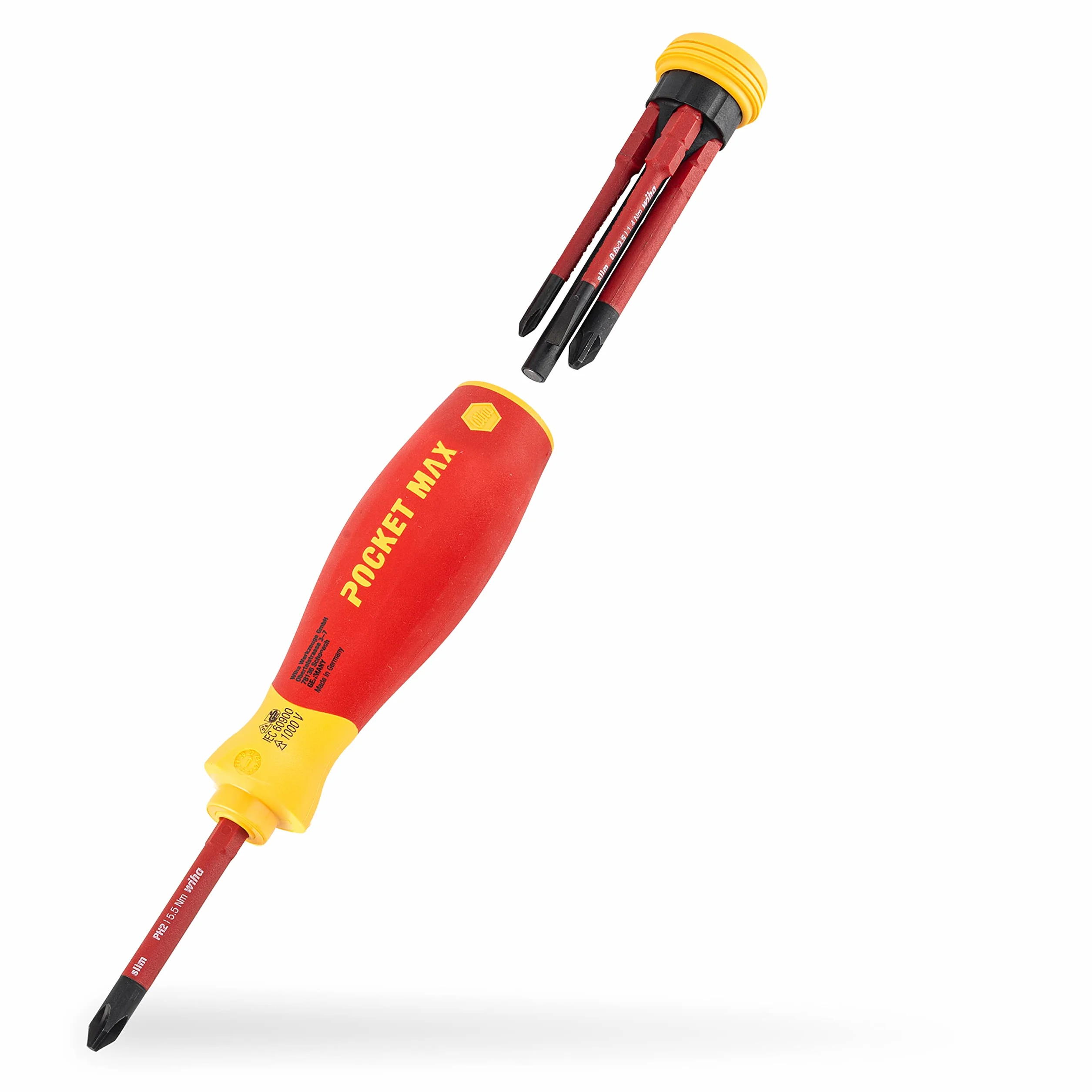 Wiha Pocketmax Zestaw Wkrętak z Bitami, Żółty/Czerwony, 4 Elementy