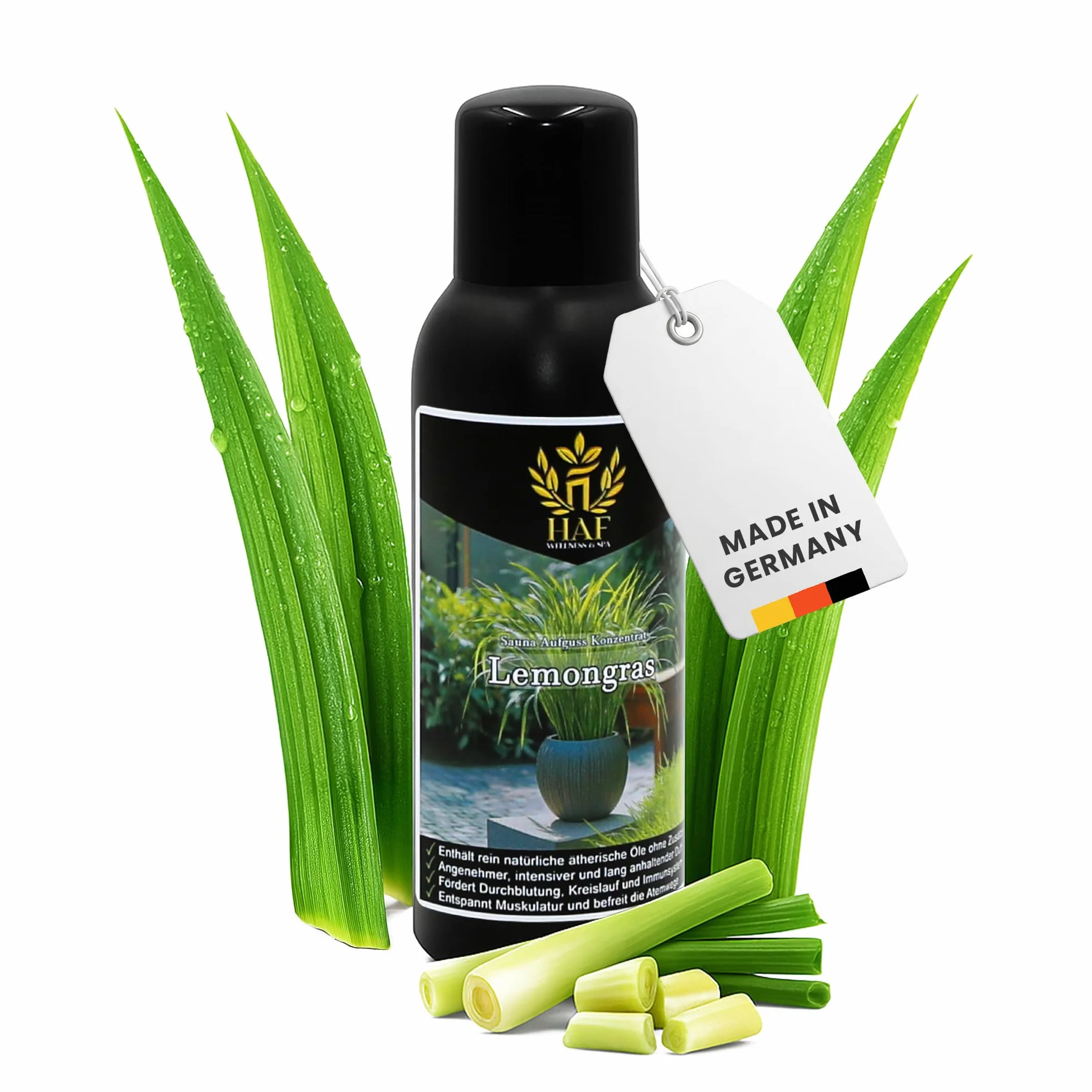 HAF Koncentrat do sauny, trawa cytrynowa 100 ml, zapach sauny z naturalnymi olejkami eterycznymi, napar do sauny bez sztucznych dodatków, olejek do sauny zapewniający intensywny i długotrwały zapach