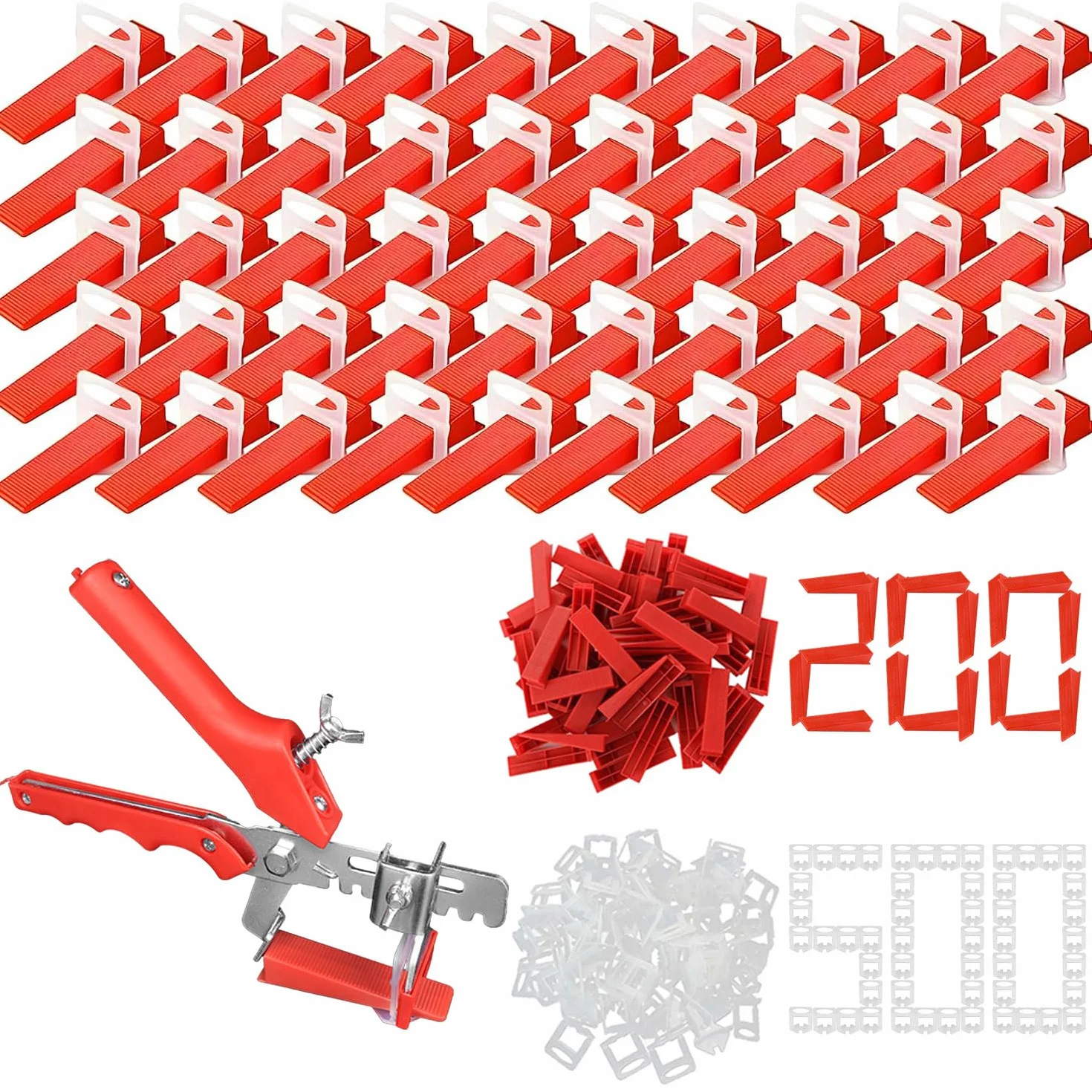 701 sztuk systemu poziomowania płytek, zestaw 200 klinów do płytek, 500 klinów, system poziomowania, system poziomowania 2 mm, płytki 2 mm, 1 klin szczypce kliny z tworzywa sztucznego do płytek,