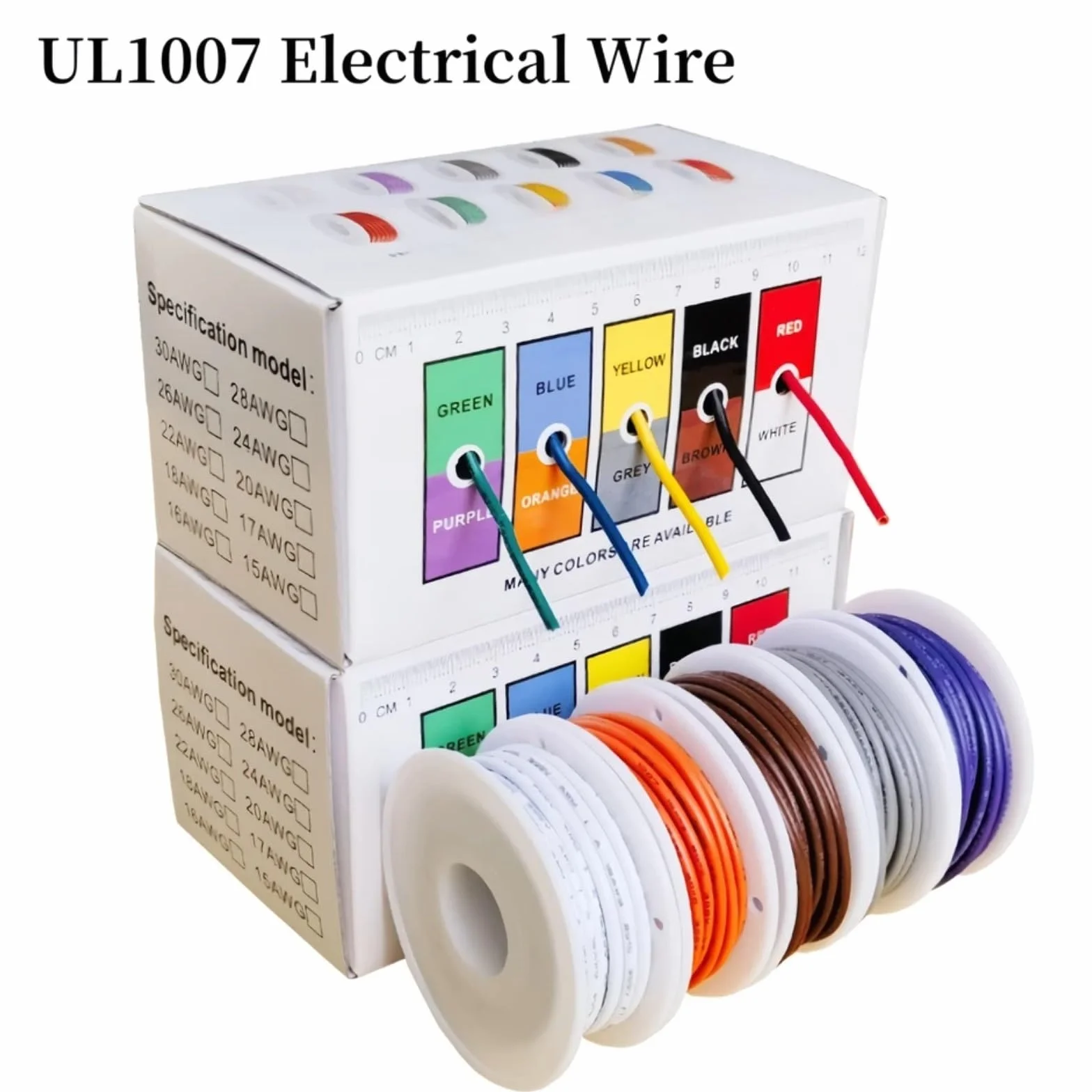 (5 kolorów Mix Kit) UL1007 PVC Cable 16 18 20 22 24 26 28 30AWG (Box 2; 30AWG 20 m x 5 rolek)