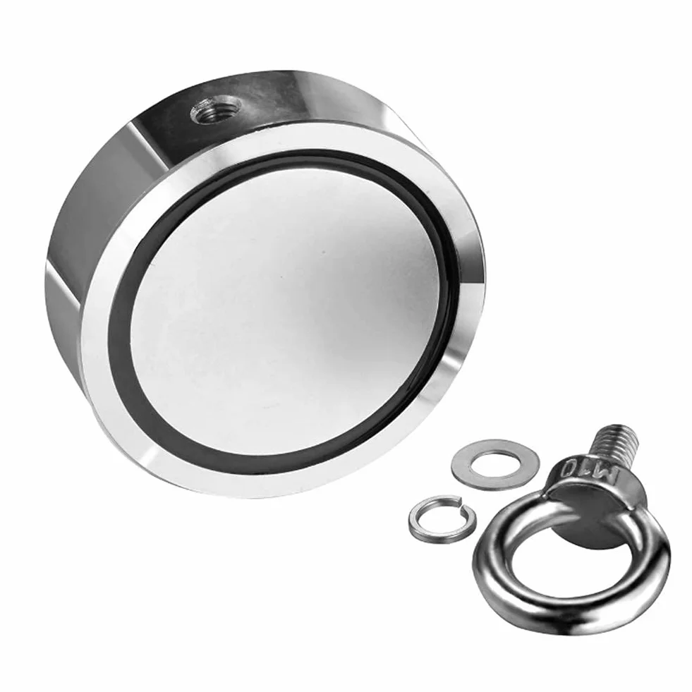 Dwustronne Wędkarstwo Z Magnesem Neodymowym, Okrągły Neodymowy Hak Magnetyczny Z Liną, Haki Magnetyczne Do Połowu Magnesów I Ratownictwa W Rzece, 48mm