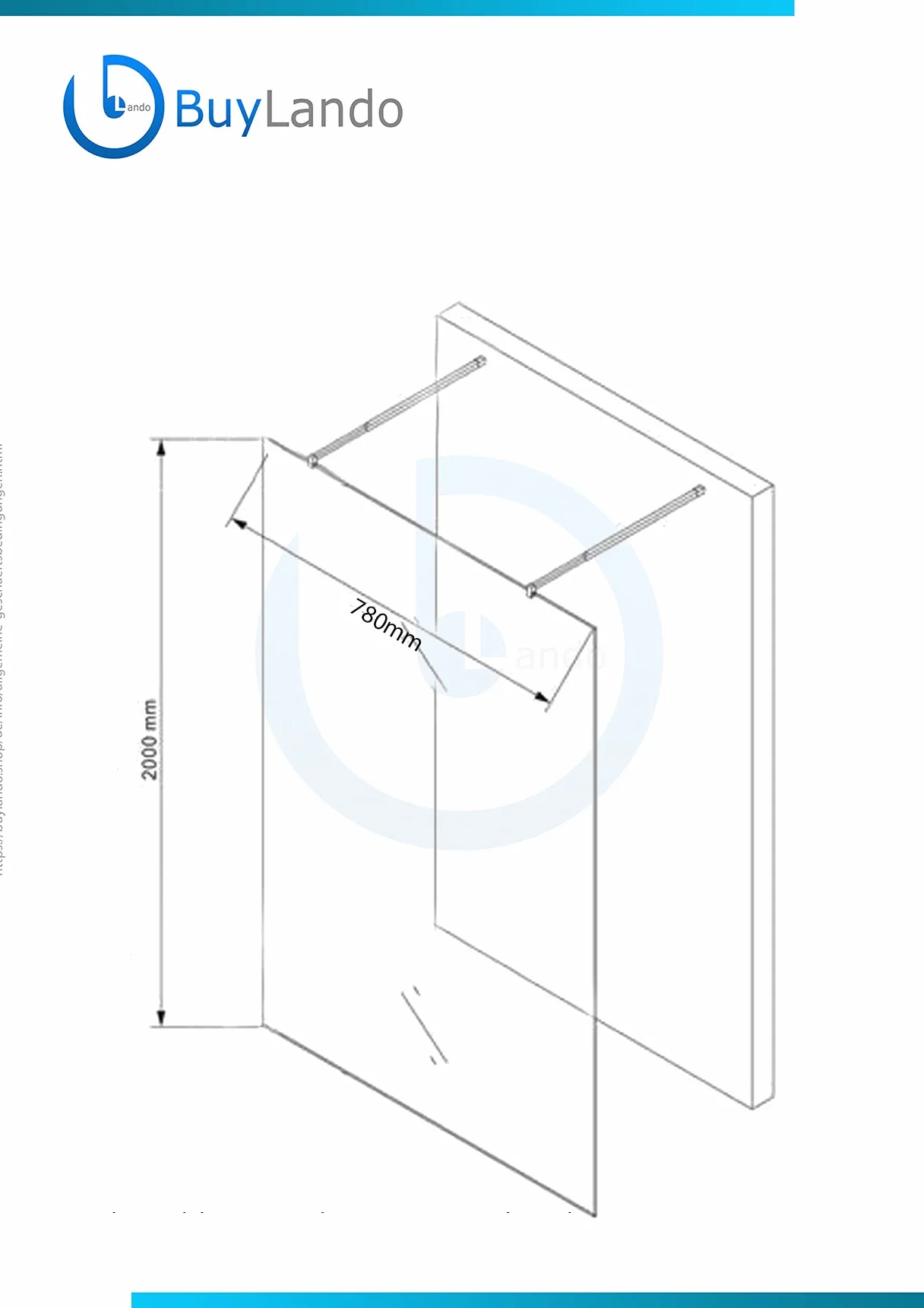 Shop [Typ-Lily] 10 mm walk w ściance prysznicowej - kabina prysznicowa - szkło ESG (80 x 200 cm szkło przezroczyste 2 x prostokątne uchwyty)
