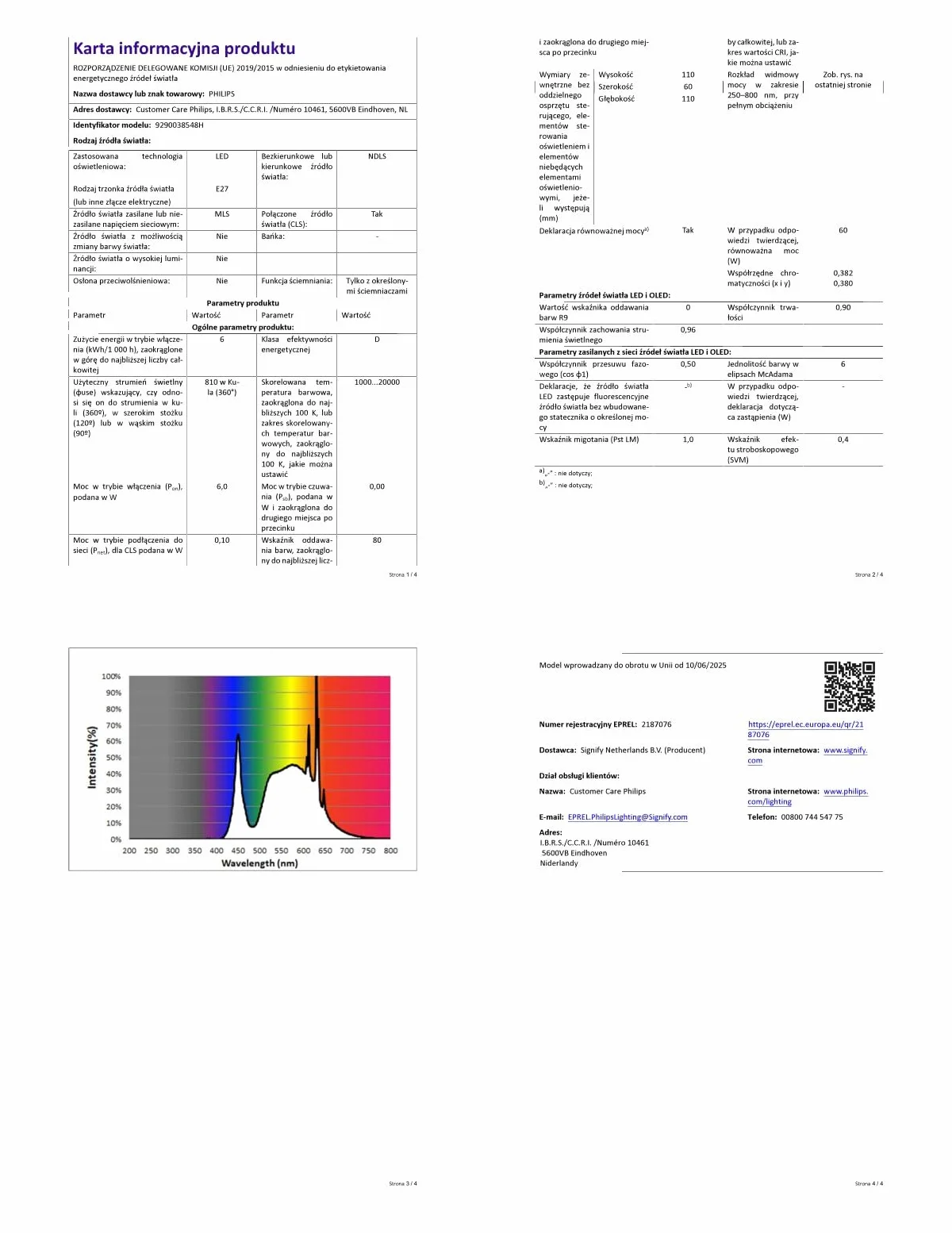 Żarówka Philips Hue Smart LED A60, White Ambiance, trzonek E27, 6 W, pełne spektrum światła 1000K–20000K, 810 lumenów, przyciemnianie, działa z Alexa, Google Assistant i Apple Home, op. 2 szt.