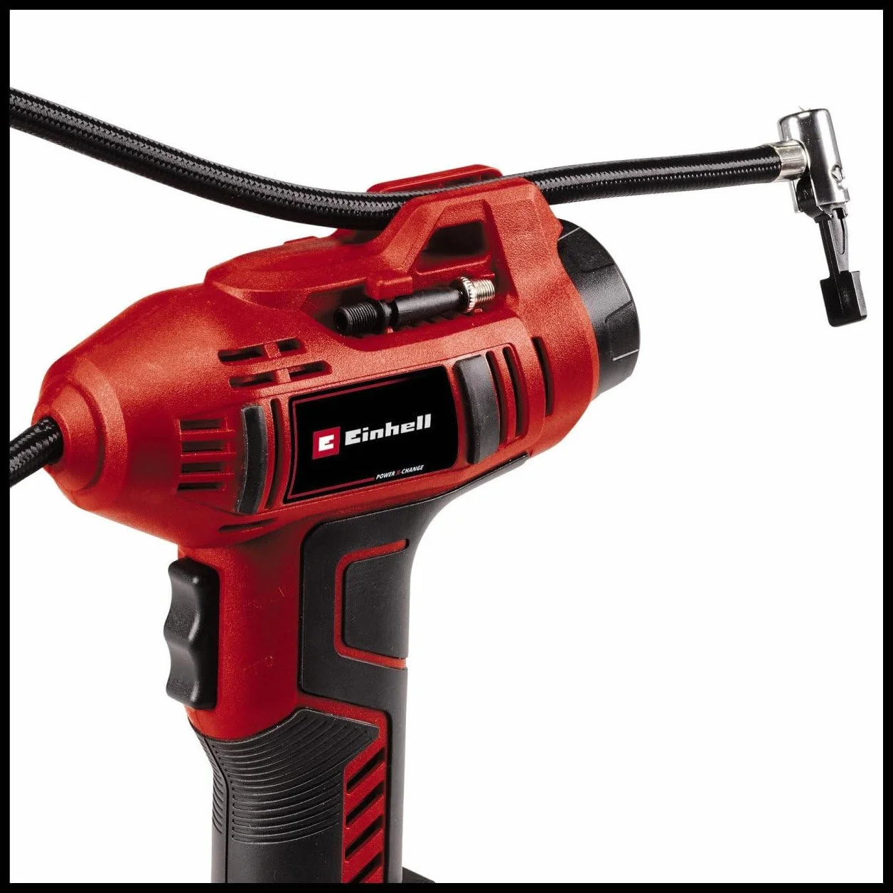 Einhell Akumulatorowy kompresor samochodowy CE-CC 18 Li-Solo Power X-Change (Li-Ion, 18 V, 11 bar, wąż sprężonego powietrza 60 cm, auto. funkcja wył., dostawa bez akumulatora i bez ładowarki)