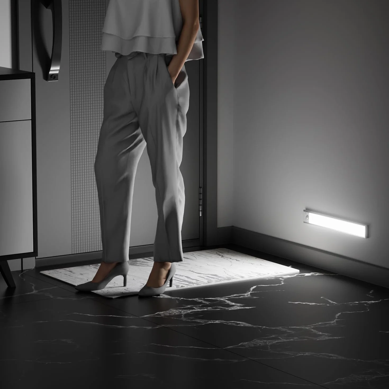 GLUROO Oświetlenie szafki LED z czujnikiem ruchu 30CM, 3 kolory przyciemniane oświetlenie szafki, akumulator USB C, oświetlenie pod szafką kuchenną do szafy, schody