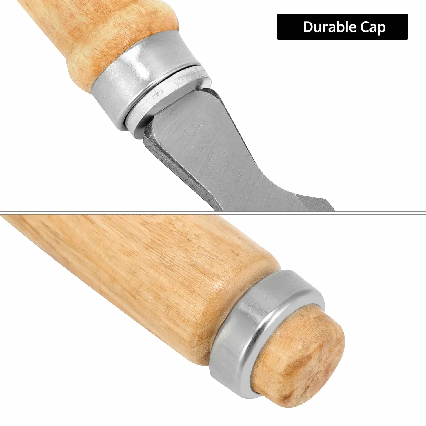 QWOR 4-częściowy zestaw dłut do drewna – ostre dłuto zestaw 6, 12, 19, 24 mm – z ergonomicznym uchwytem i nasadką
