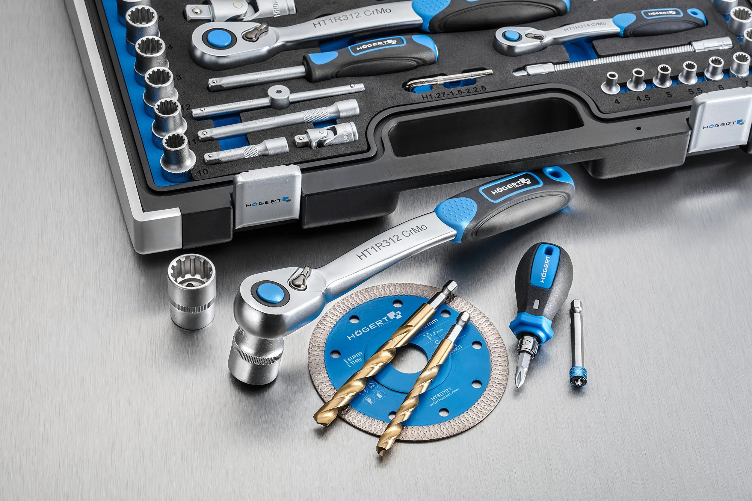 Högert Technik - 25-częściowy zestaw wierteł do metalu – zestaw wierteł do wiercenia otworów w stali, żeliwie, metalach nieżelaznych i hartowanych tworzywach sztucznych - ze stali HSS - norma DIN 338