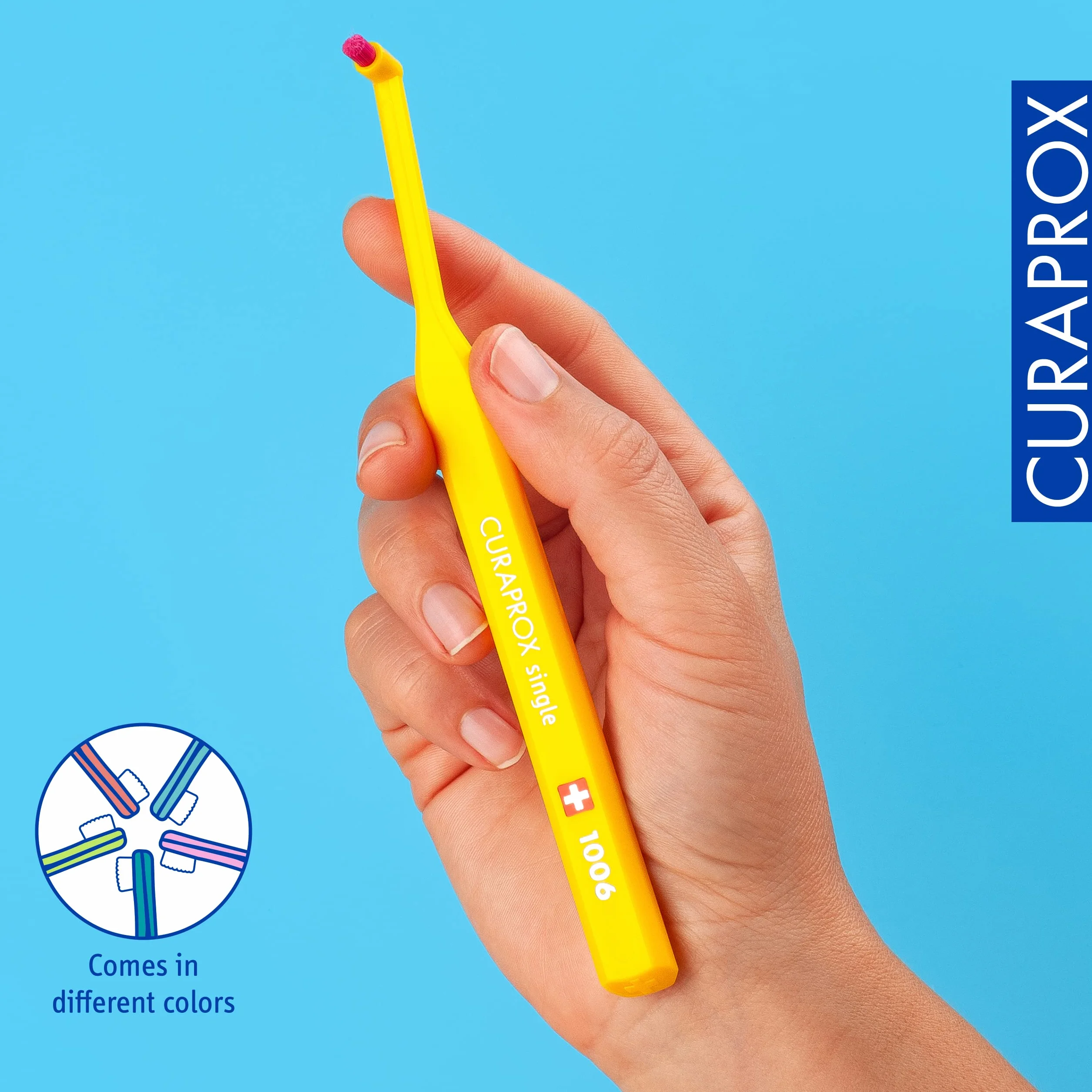 Curaprox CS 1006 pojedyncza Szczoteczka Do Zębów-ukierunkowane Czyszczenie linii dziąseł i aparatów ortodontycznych/Ultra-miękka pojedyncza Kępka | zaprojektowany w Szwajcarii