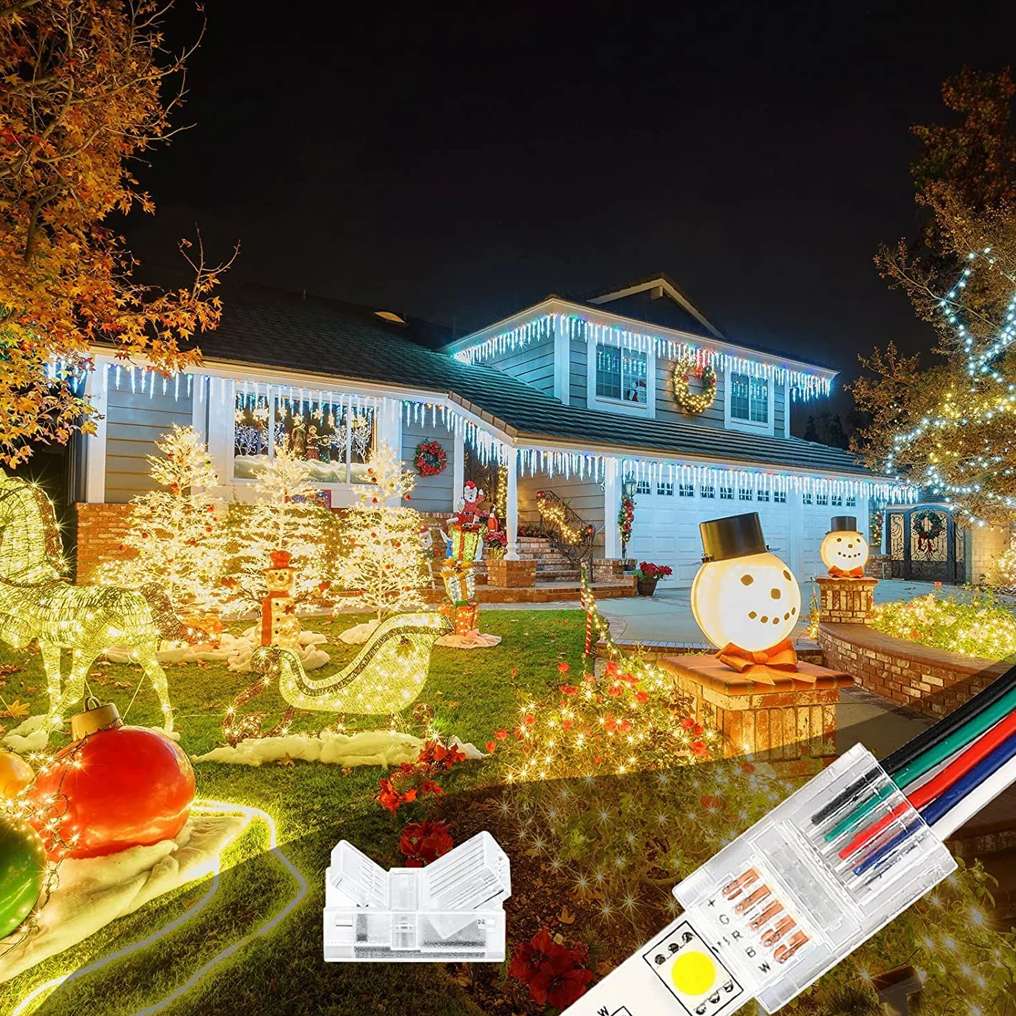RUNCCI-YUN 20 sztuk złącza taśmy LED 5-pinowe 12 mm, złącza taśm LED bezołowiowe, 5-pinowe kable połączeniowe, na 12 mm szerokość paska SMD 5050 RGBW LED 5V 12V 24V (przezroczysty)