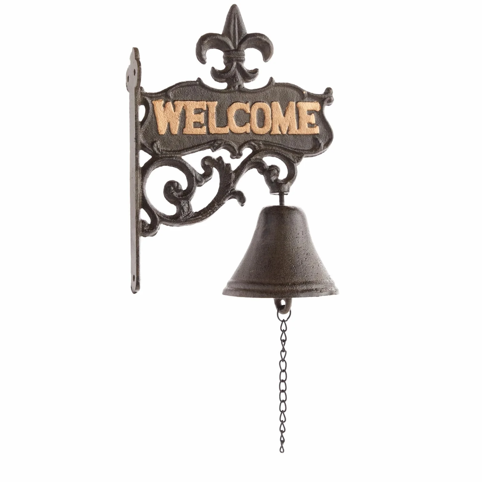 Żeliwny dzwonek - "Welcome" dzwonek do drzwi wejściowych, antyczny dzwonek do drzwi wejściowych, wnętrze, dekoracja zewnętrzna, czarny - 6,7 x 23 cm x 2 cm