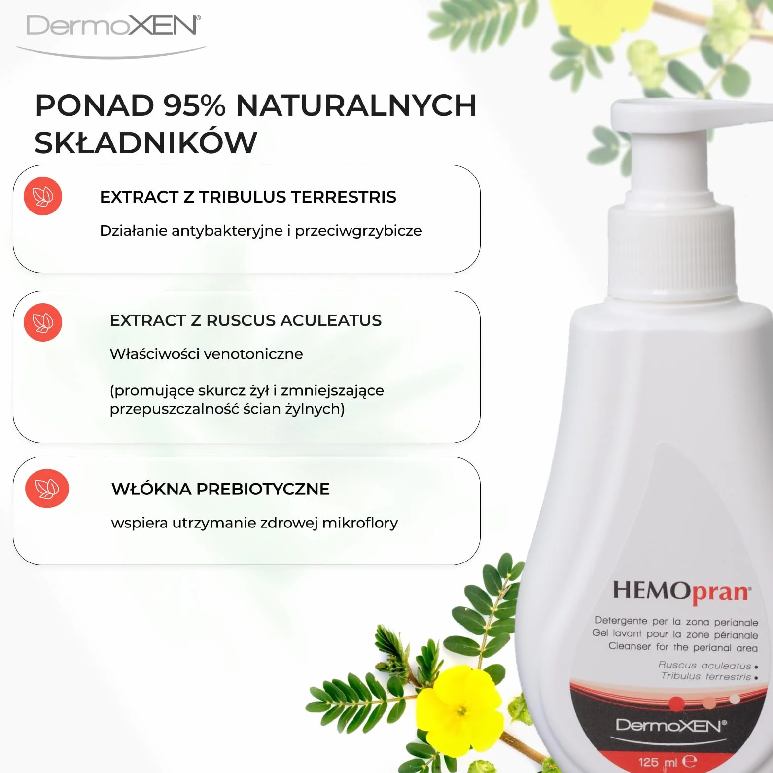 Żel do mycia okolic odbytu Dermoxen HEMOpran, żel do higieny intymnej,125 ml