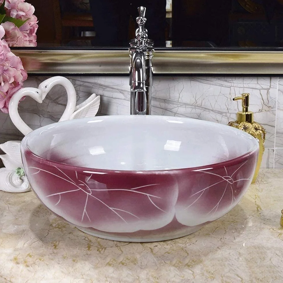 Szafka Pod Umywalkę Z Umywalką, Umywalka Łazienkowa, Umywalka Nablatowa, 15-Calowa Ceramiczna Umywalka Łazienkowa, Okrągła, Biała, Umywalka Nablatowa Do Łazienki, Hotelu, Domu