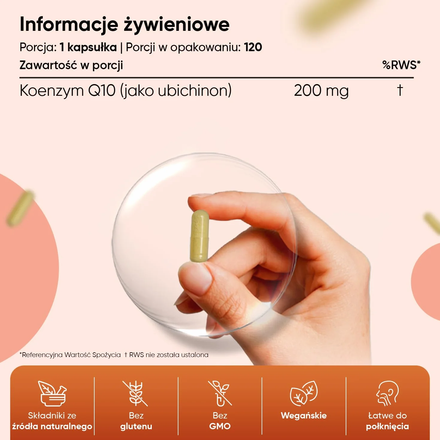 Koenzym Q10 200 mg 120 kapsułek wegańskich ubichinon CoQ10 bez glutenu