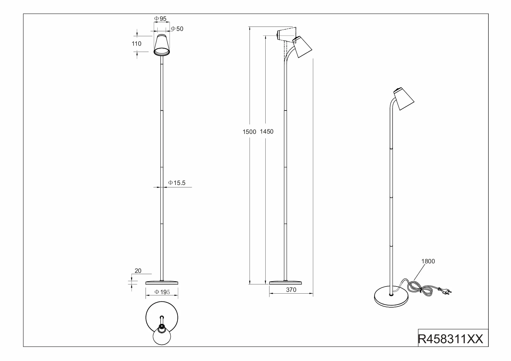 RL LIVE YOUR LIGHT Lampa stojąca LED - wys. 145 cm - 1-punktowa - brązowa - kolor piaskowy - tworzywo sztuczne