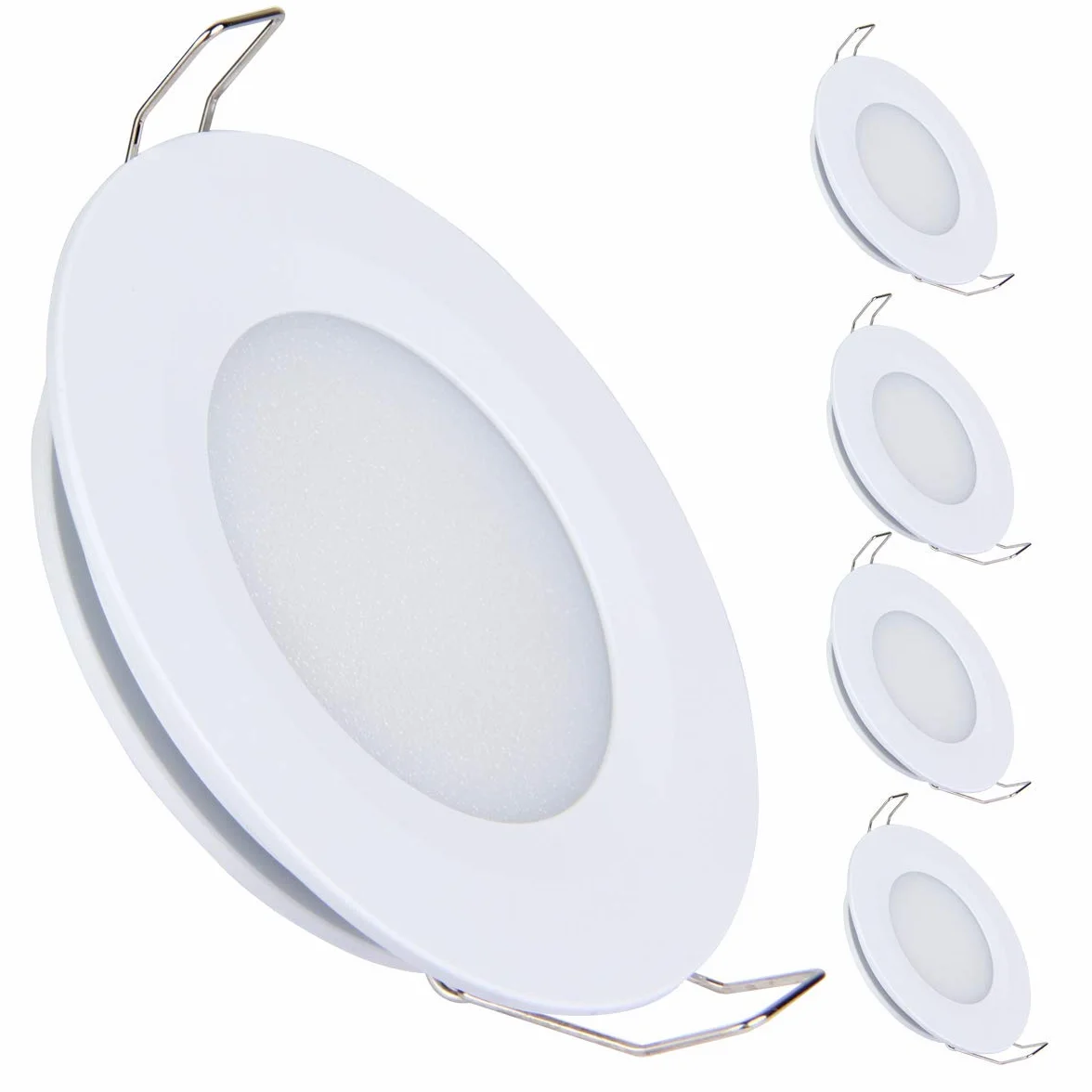 acegoo Zestaw 4 lamp LED 12 V 3 W otwór 58-65 mm reflektor punktowy płaski aluminiowa 215 lm