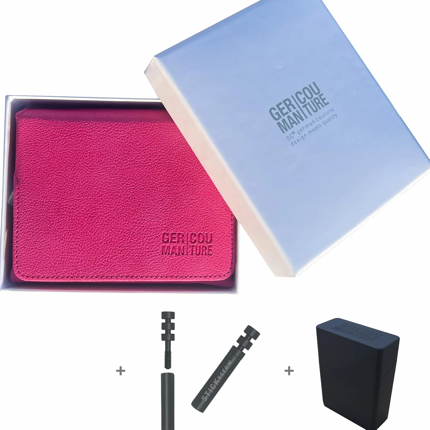 GC Zestaw upominkowy zestaw startowy kompatybilny z IQOS ILUMA, TEREA lub LEVIA - akcesoria etui Screw i mini kubek do haftowania (różowy)