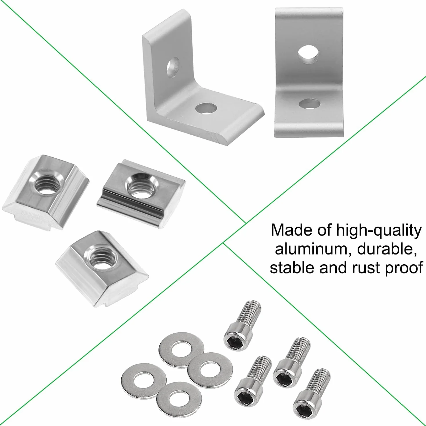 Zestaw 20 ??czników k?towych z profilem aluminiowym, materia? mocuj?cy 30 x 30, rowek 8, ze ?rub?, profil aluminiowy, ??cznik k?towy do mocowania profili aluminiowych (30 × 30)