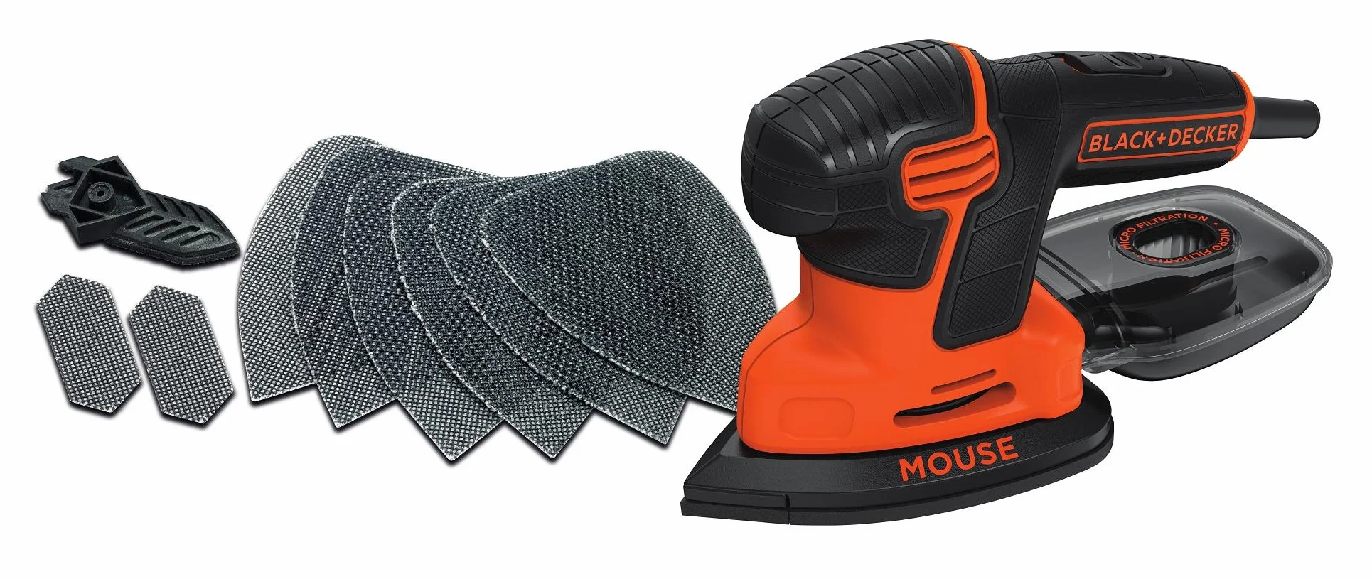 BLACK+DECKER Mouse Szlifierka Trójkątna z Mikrofiltrem, 120 W, KA2000-QS